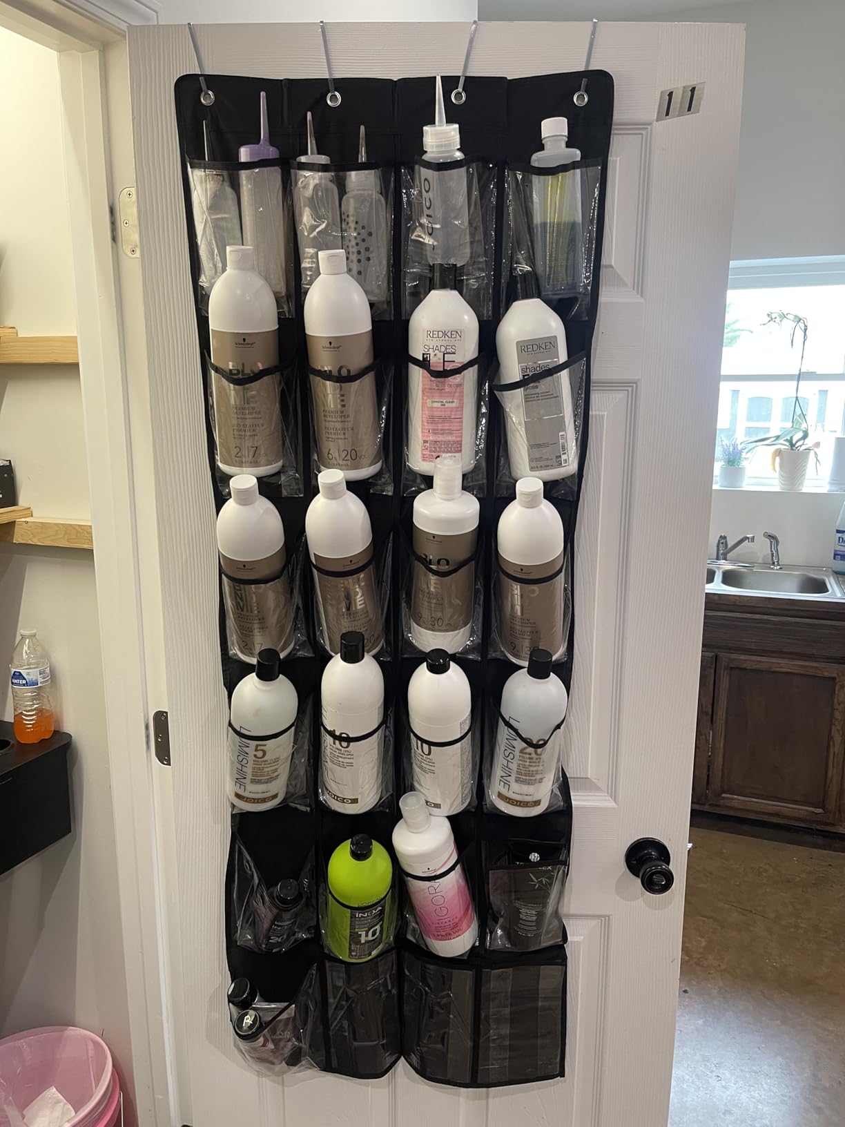 Simple Houseware 24 Pockets - Crystal Clear Over The Door Hanging Shoe Organizer, Gray (64'' x 19'') customer photo 1