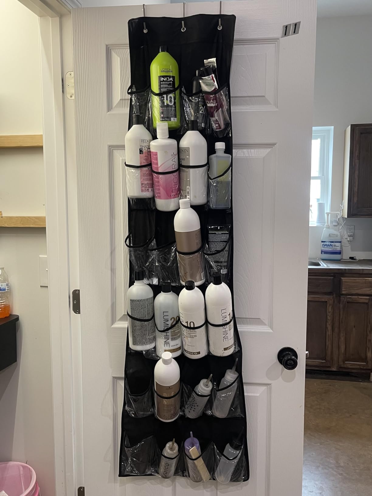 Simple Houseware 24 Pockets - Crystal Clear Over The Door Hanging Shoe Organizer, Gray (64'' x 19'') customer photo 2