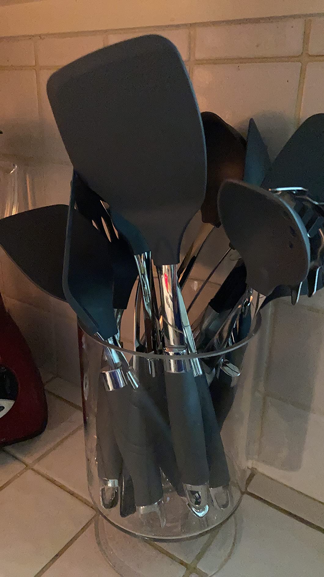 Anolon SureGrip Nonstick Nylon Solid Spoon, Gray 13.25-Inch, Tools and Gadgets - 46283 customer photo 1