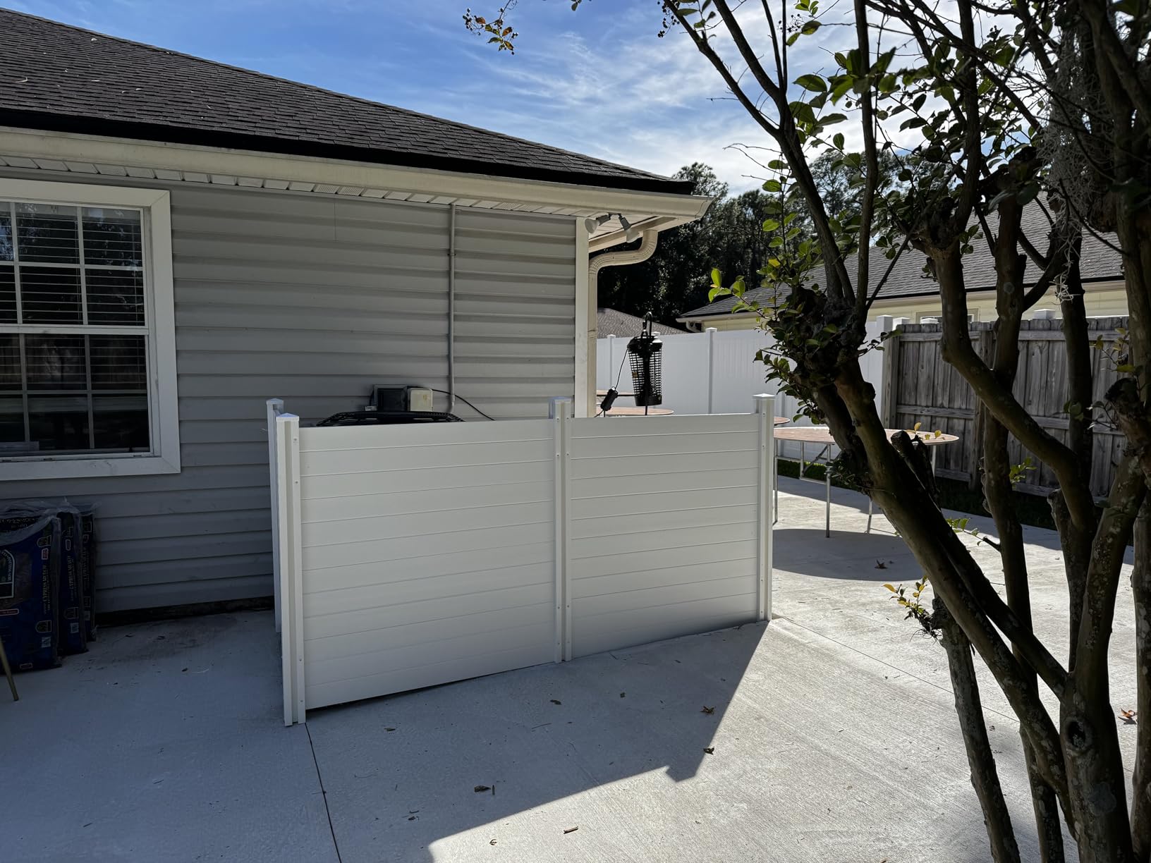 4ft H x 4ft W (2 Panels) No Dig Enclo Premium White Vinyl Privacy Screen, Outdoor Privacy Panels, Use As Air Conditioner Fence, Trash Can Enclosure, Pool Equipment Enclosure, ZP19014 customer photo 1