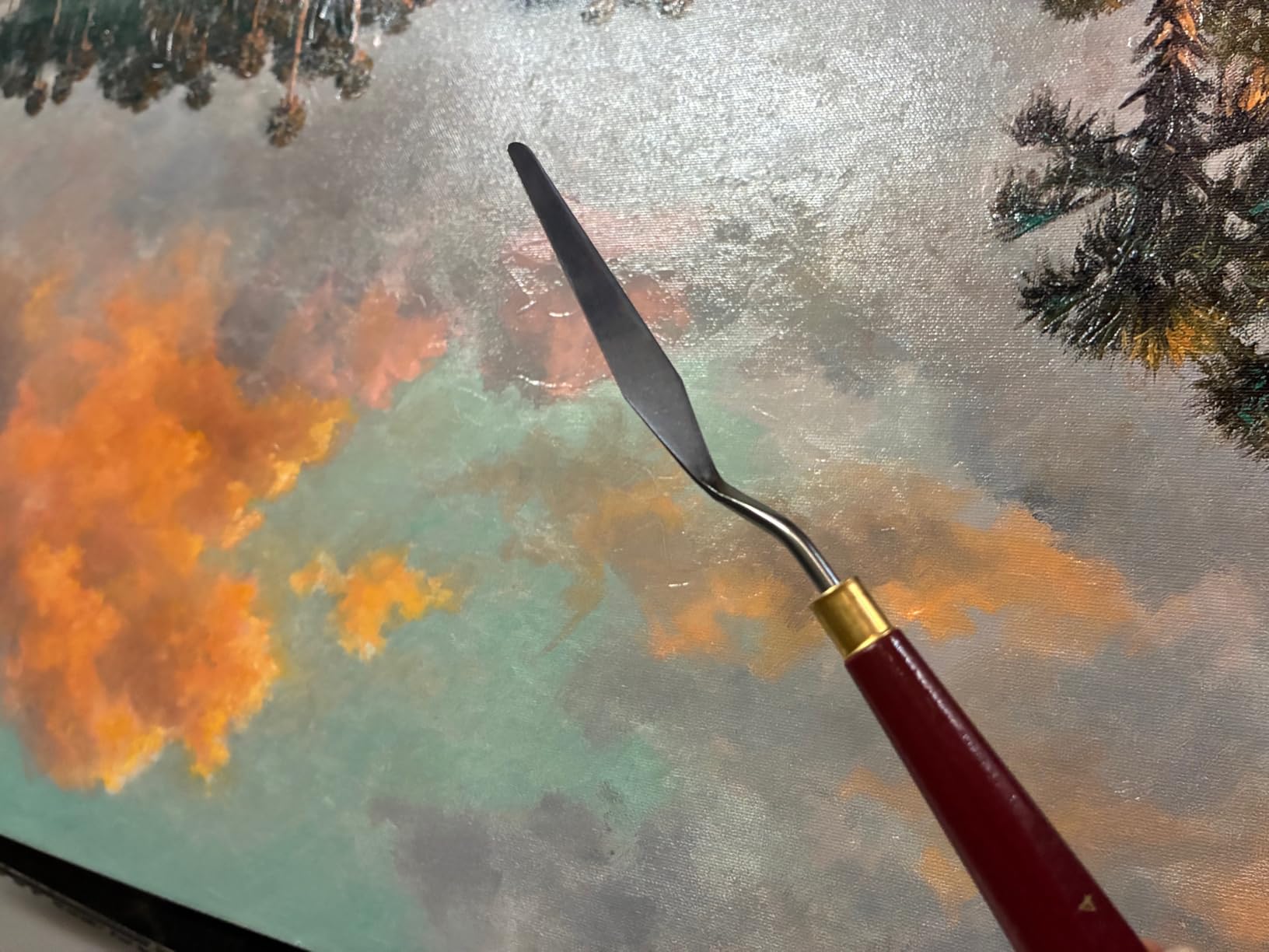 CONDA Palette Knife Painting Stainless Steel Spatula Palette Knife Oil Paint Metal Knives Wood Handle (Red 5 Piece) customer photo 2