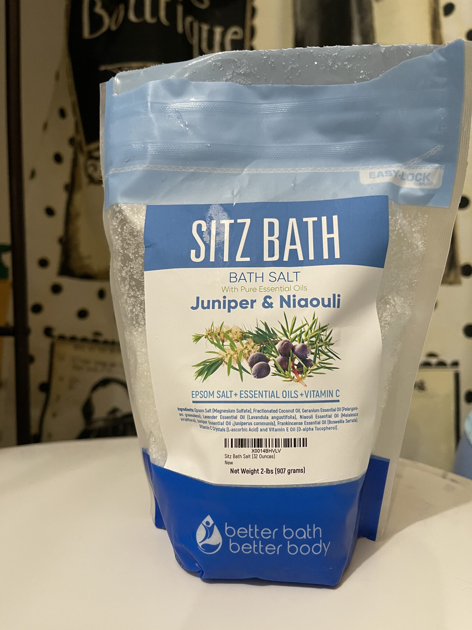 Sitz Bath Soak 2-Lbs Sitz Salt Epsom Salt Hemorrhoid Soothing with Pure Essential Oils in BPA Free Pouch with Press-Lock Seal Made in USA customer photo 2