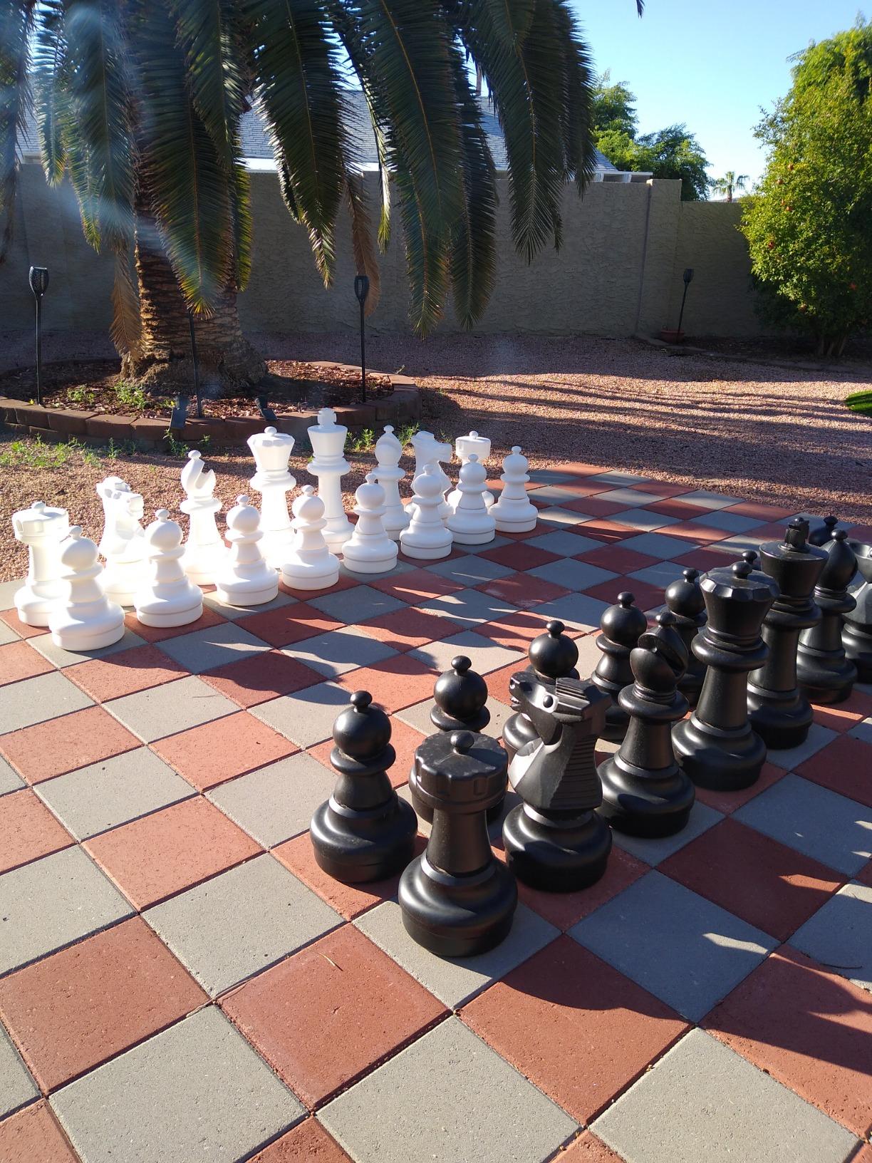 Chess House Giant Set Premium Pieces 25 inch King - Black and White - Complete with 32 Pieces - All Weather Indoor Outdoor - Home Park Resort Campground - Weightable - E060 customer photo 1