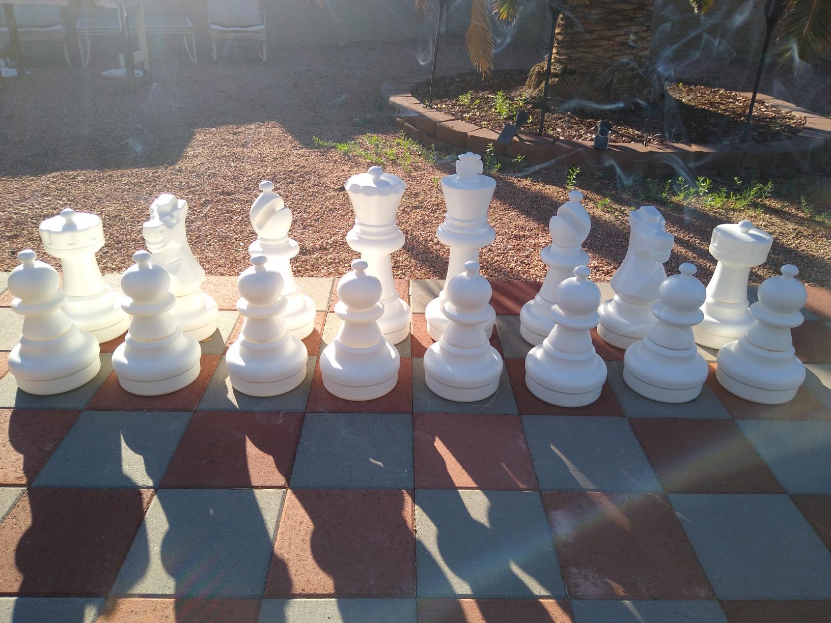 Chess House Giant Set Premium Pieces 25 inch King - Black and White - Complete with 32 Pieces - All Weather Indoor Outdoor - Home Park Resort Campground - Weightable - E060 customer photo 2