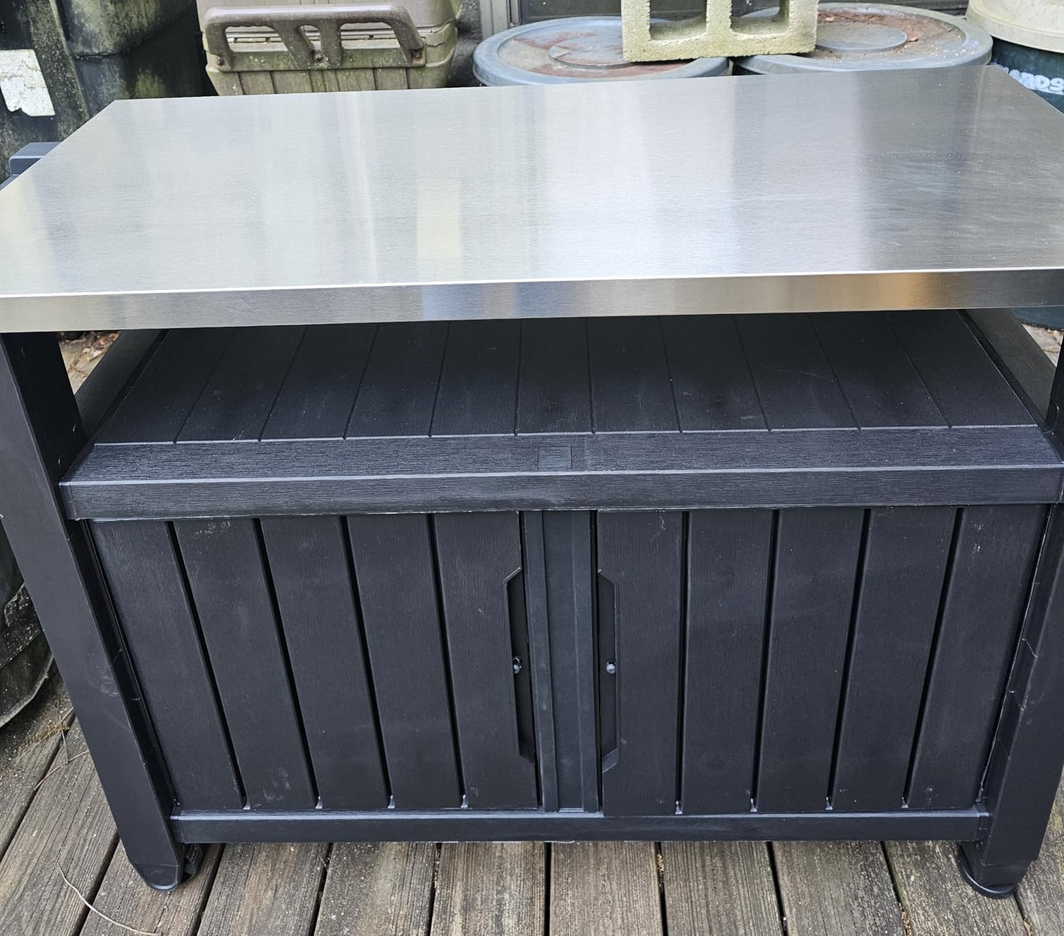 Keter Outdoor Rolling Table Cart for Food Prep, Storage, Bar & Grill, Dark Brown - Portable Kitchen Island Tabletop with Wheels for Drinks, Snacks, and Cooking customer photo 2