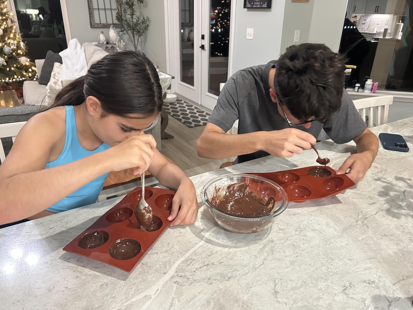 6 Holes Hot Chocolate Bomb Mold Dome Silicone Mould For Chocolate Cake Jelly Pudding Handmade Soap Round Shape Circle Cake Moulds Dia: 2 1/2 inches, Set of 2 customer photo 1