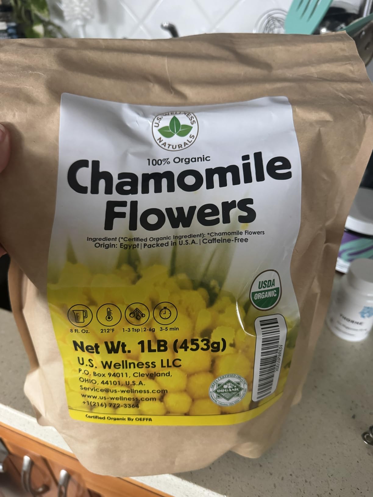 U.S. Wellness Chamomile Tea 1LB (16Oz) 100% Certified Organic Loose Leaf Chamomile Flowers customer photo 1