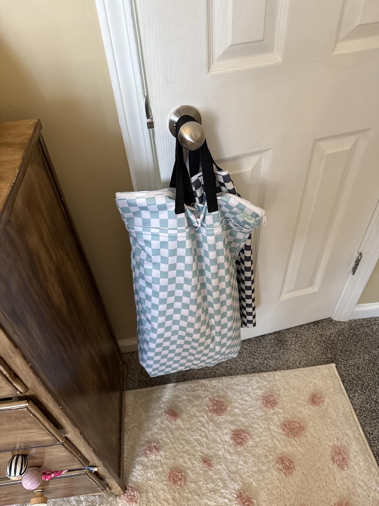 wegreeco Large Reusable Hanging Wet Dry Cloth Diaper Bag (Black) customer photo 2