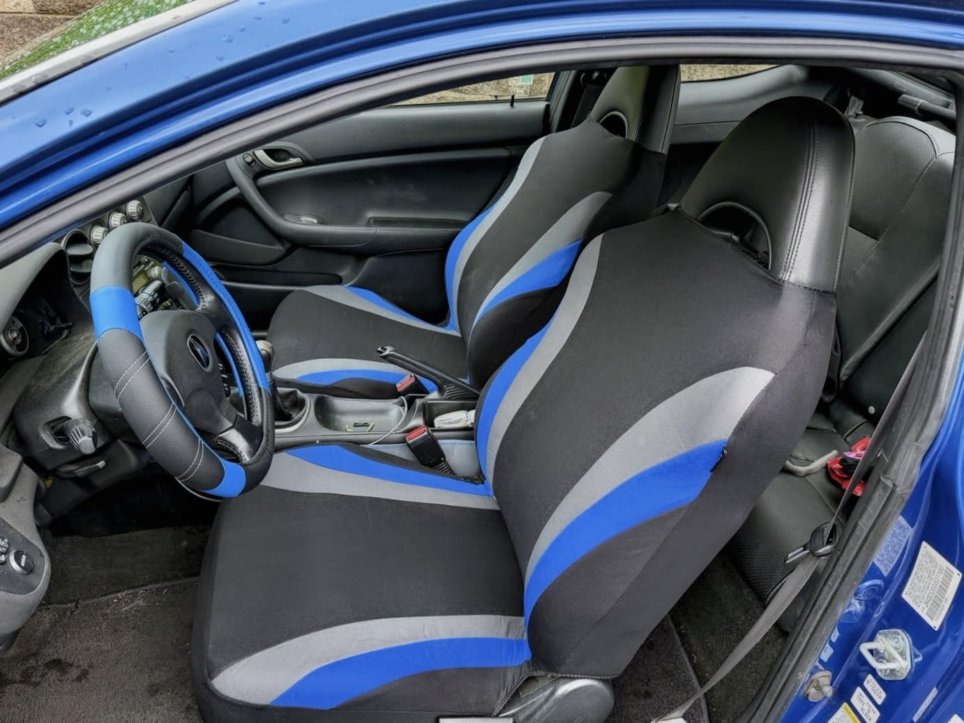 CAR PASS Line Rider Microfiber Leather Sporty Steering Wheel Cover Universal Fits for 95% Truck, SUV, Cars, 14.5-15inch Anti-Slip Safety Comfortable Design (Black-Blue) customer photo 1