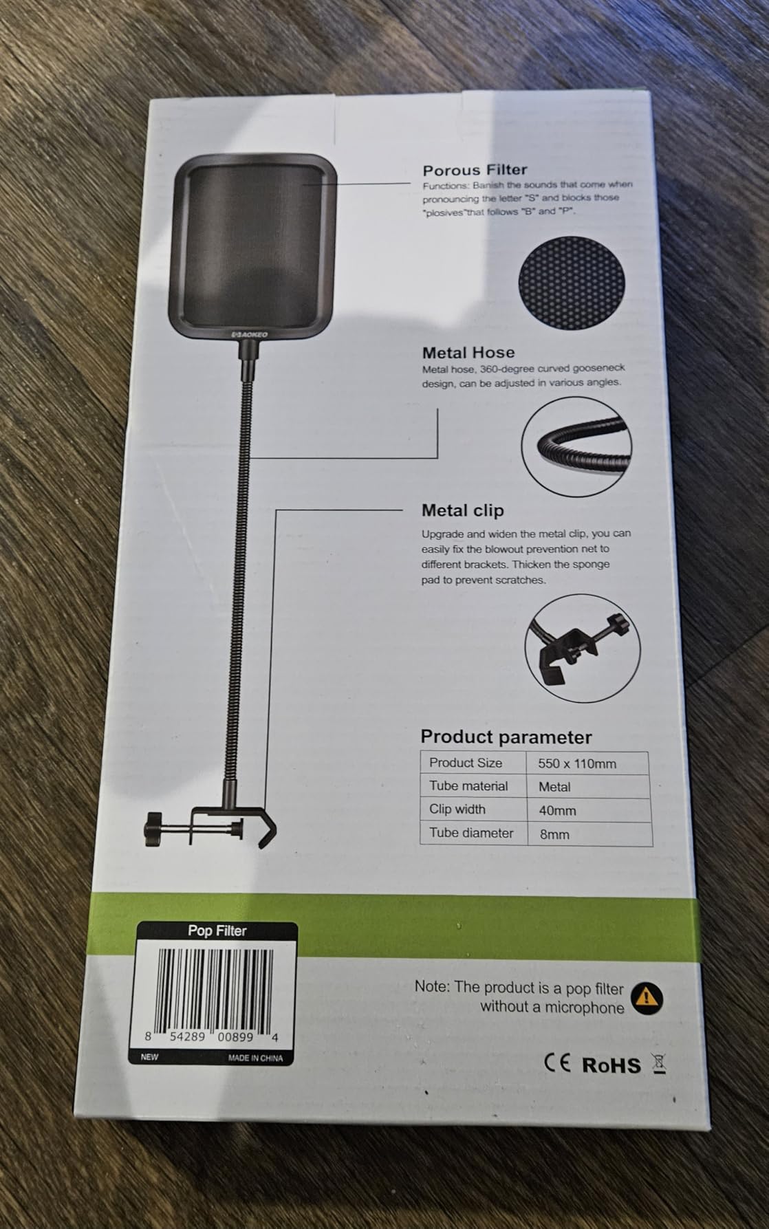 Aokeo Professional Microphone Pop Filter Mask Shield For Blue Yeti and Any Other Microphone, Mic Dual Layered Wind Pop Screen With Flexible 360° Gooseneck Clip Stabilizing Arm customer photo 2