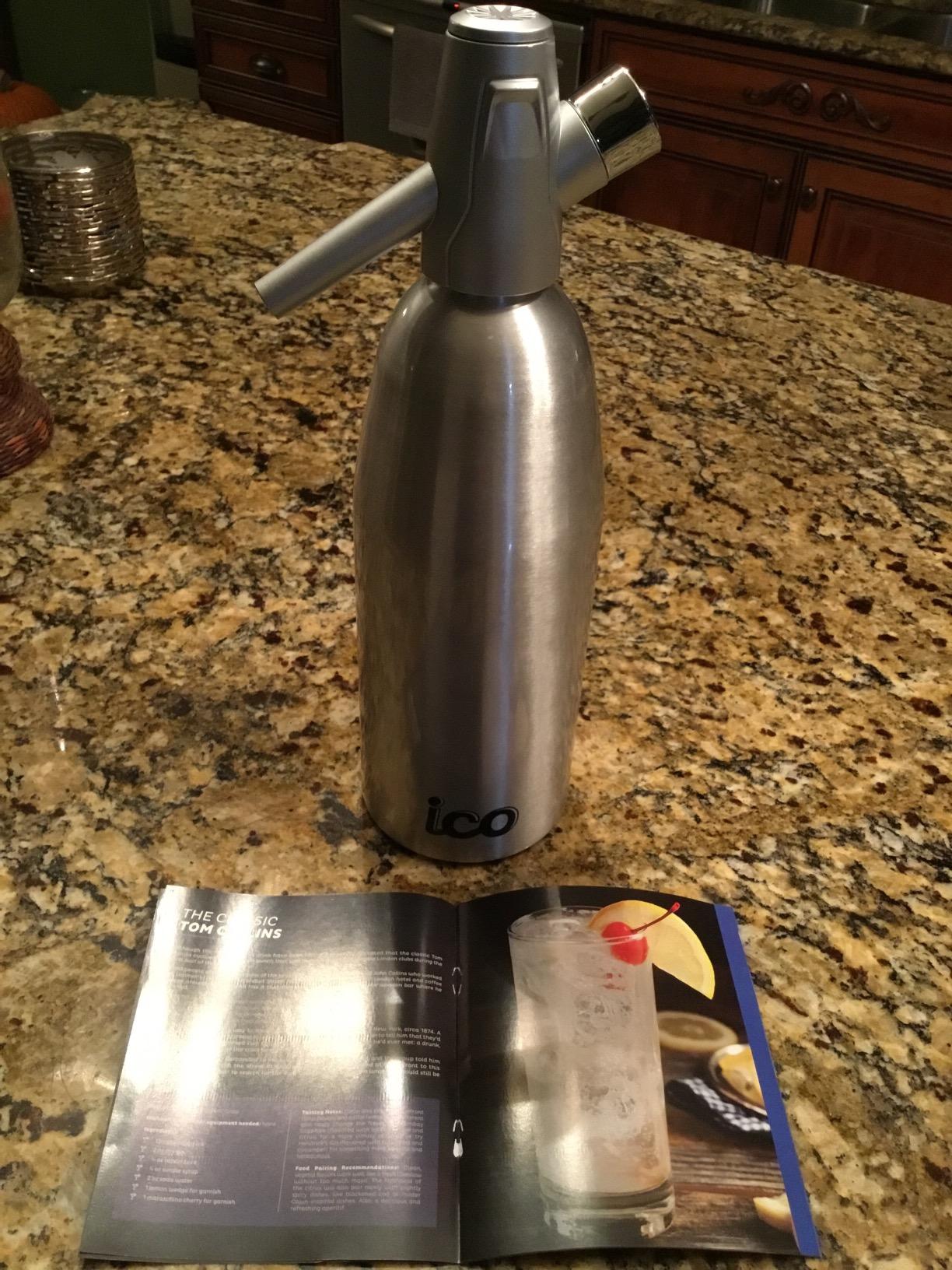 ICO Soda Siphon Sparkling Water Maker, Carbonated Water Machine for Fresh Soda Water, Cocktails, Hard Seltzers, 1L customer photo 1