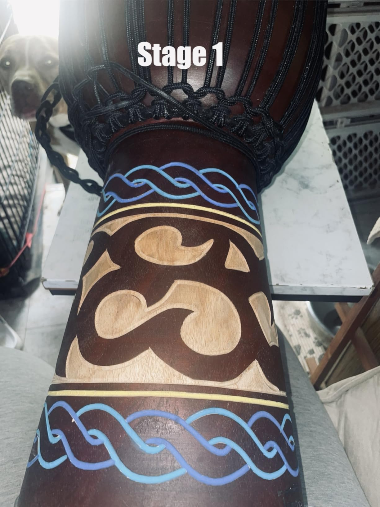 Terre Percussion Djembe Standard line carve Handmade Drum Circle Instrument, Carved Mahogany, 20