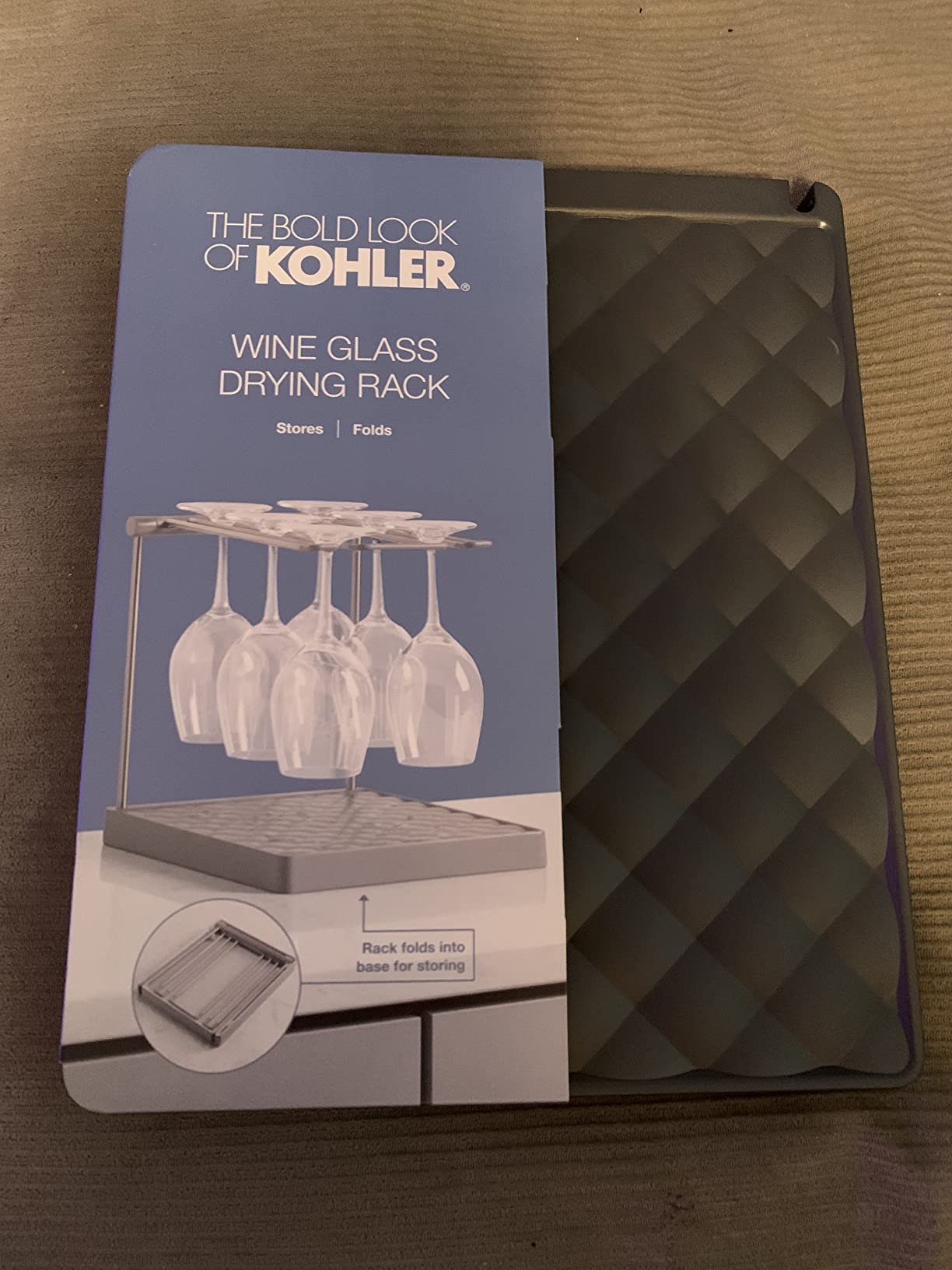 Kohler K-8628-CHR Wine Glass Drying Rack, Wine Glasses Rack Organizer, Folding Drying Rack for 6 Wine Glasses, Charcoal customer photo 2