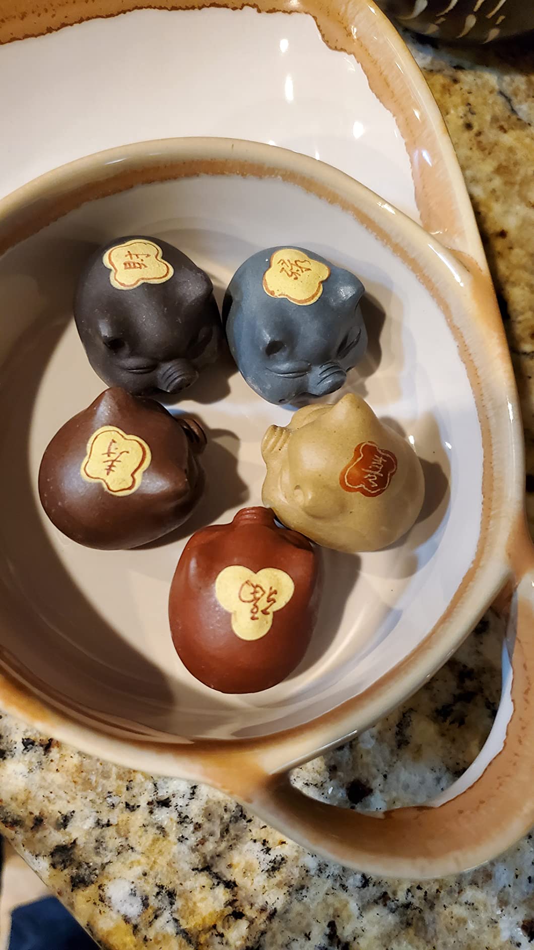 Teapet 5pcs Pig Fu Happy Prosperity Good Lucky Decoration fengshui Gift customer photo 2