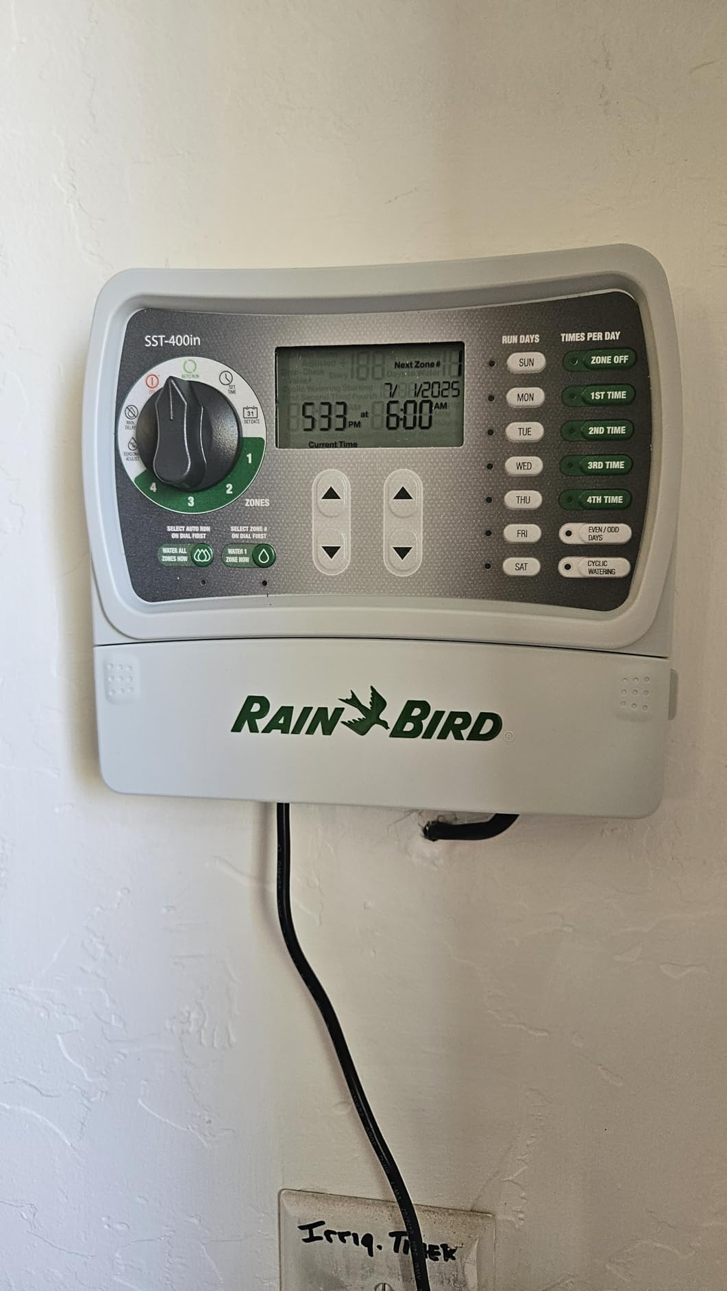 Rain Bird SST600IN Simple-to-Set Indoor Sprinkler/Irrigation System Timer/Controller, 6-Zone/Station customer photo 1