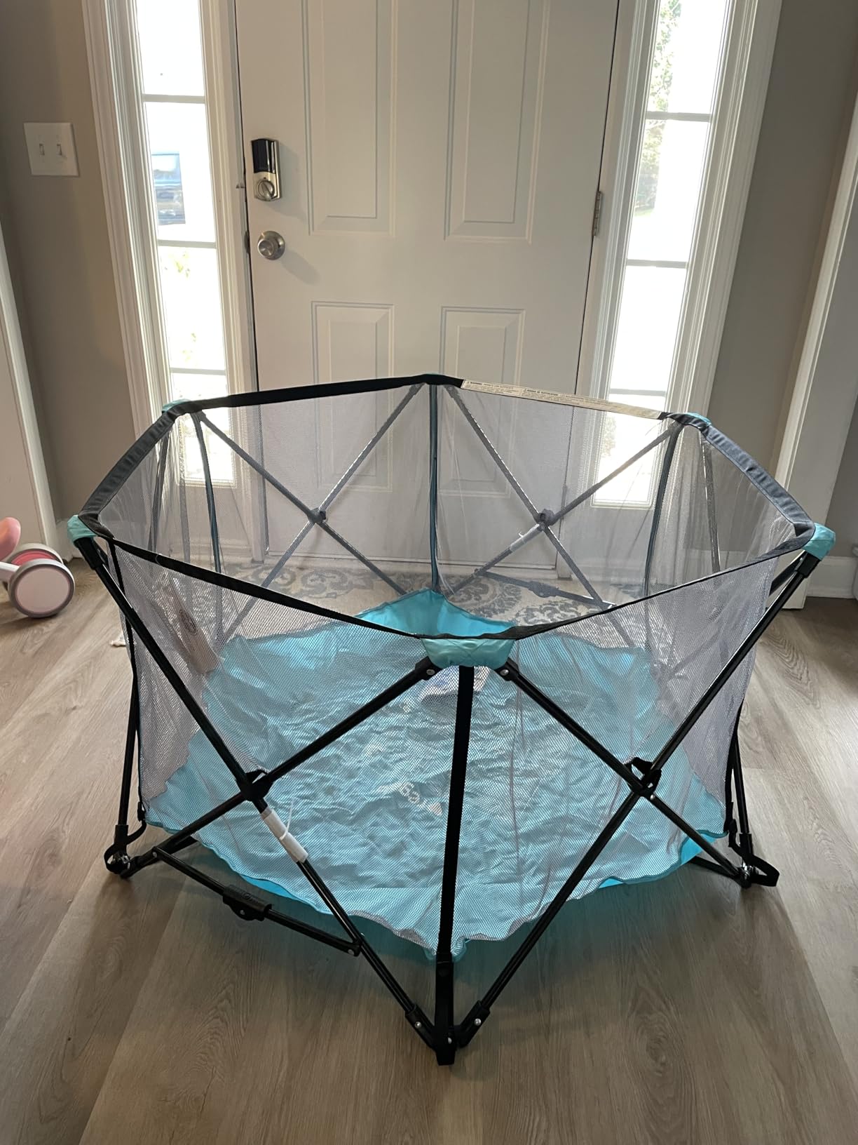 Regalo Safety My Play Portable Baby Playpen & Play Yard, Foldable 6-Panel Indoor Outdoor Playpen for Babies & Toddlers, Mesh Sides, Washable Fabric, 48, Aqua/Black customer photo 1
