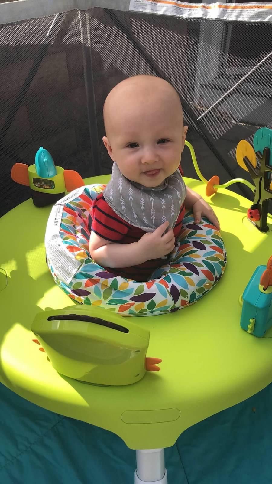 ORIBEL PortaPlay Convertible 3-in-1 Baby Activity Center & Play Table | Patented Bouncy Seat | Stable Foot Support | 5 Months+ | Development Focused Toys (Wonderland Adventure, Grey) customer photo 1