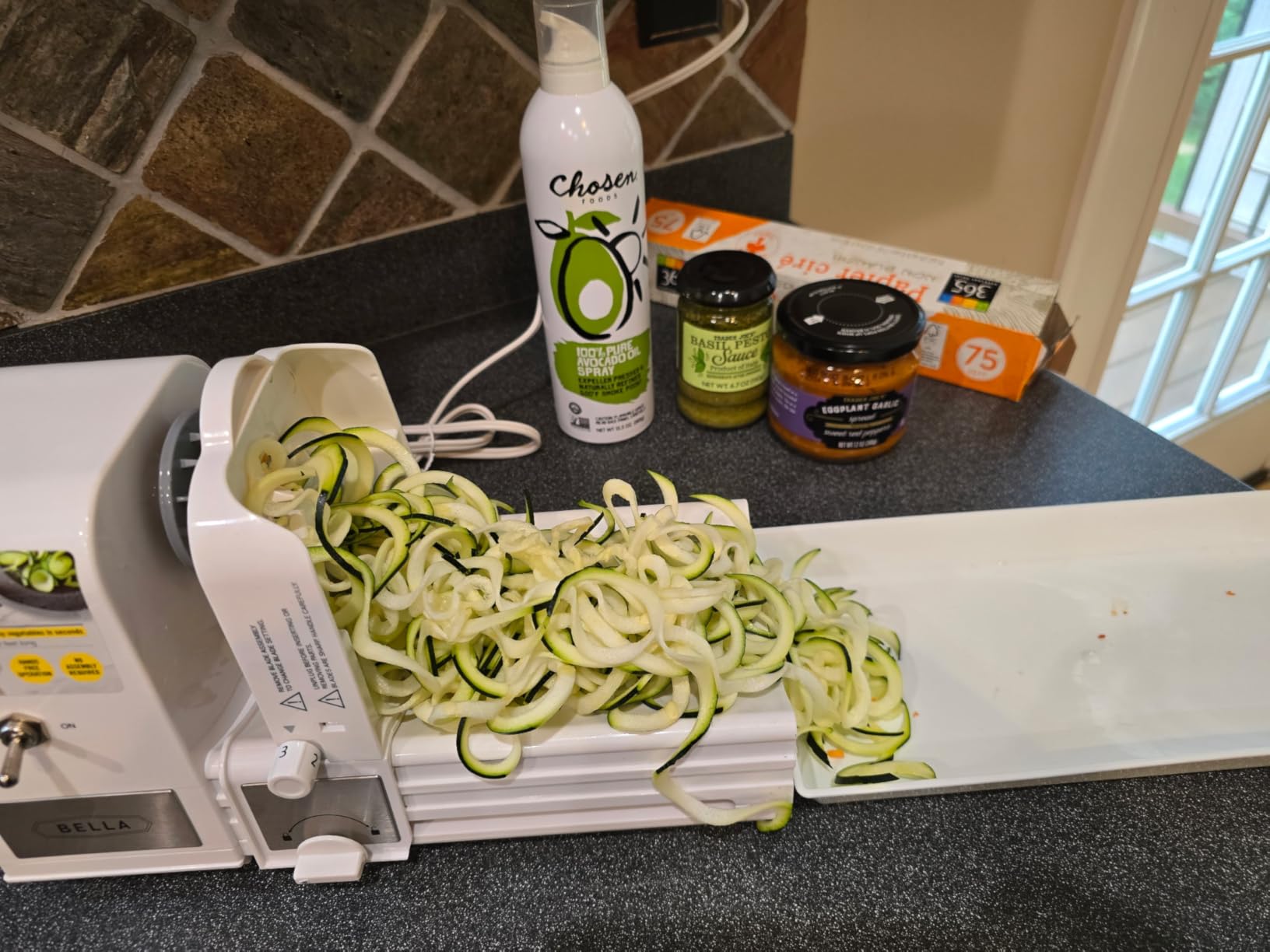BELLA 4-in-1 Automatic Electric Spiralizer & Slicer, Quickly Prep Healthy Veggie or Fruit Spaghetti, Noodles or Ribbons, Easy To Clean, Recipe Book Included, White, 14641 customer photo 2