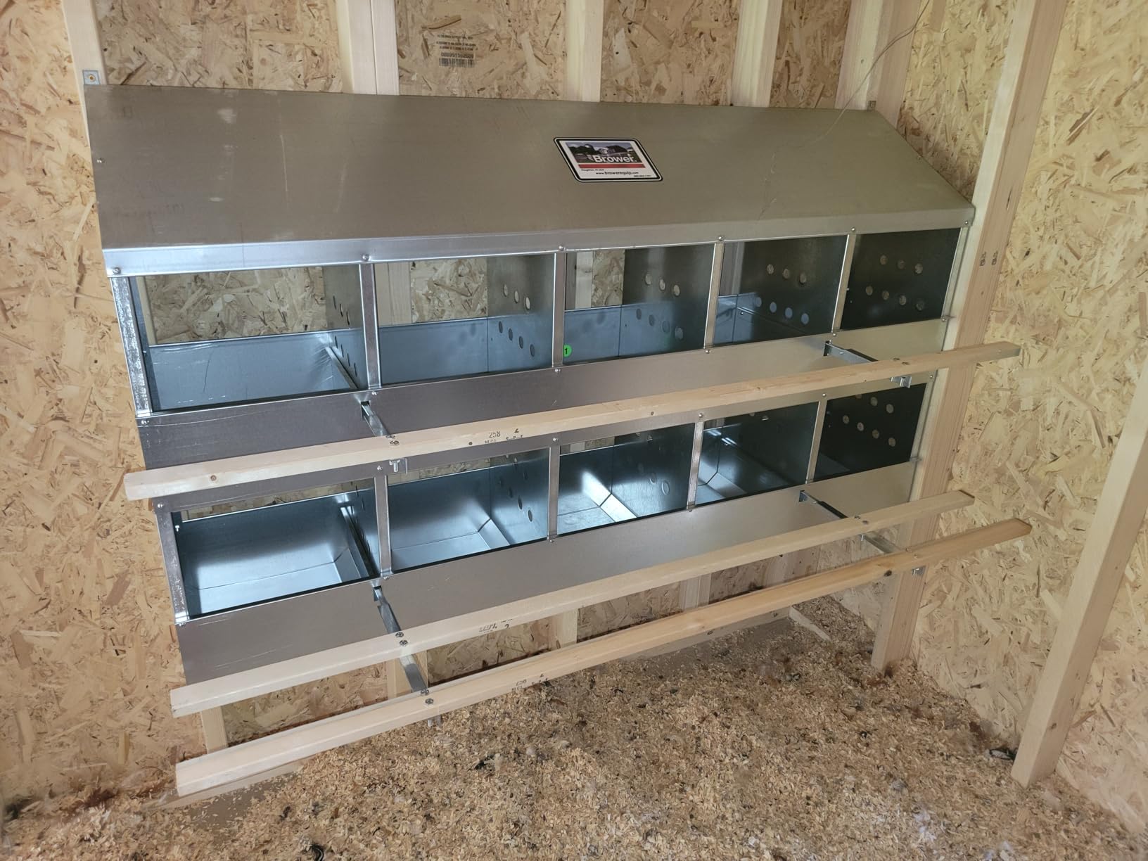 Brower 2-Tier 6-Hole Galvanized Steel Chicken Nesting Box, 30 to 40 Hen Capacity - Made in the USA customer photo 1