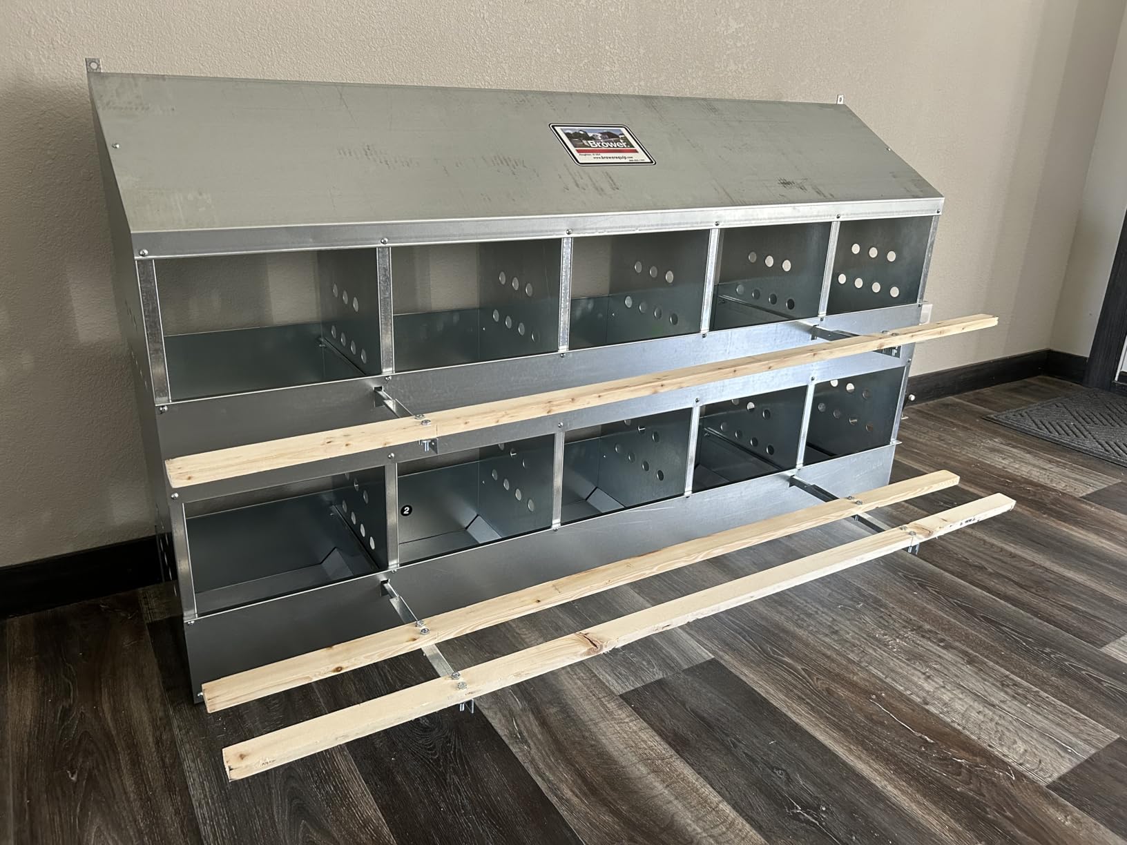 Brower 2-Tier 6-Hole Galvanized Steel Chicken Nesting Box, 30 to 40 Hen Capacity - Made in the USA customer photo 2