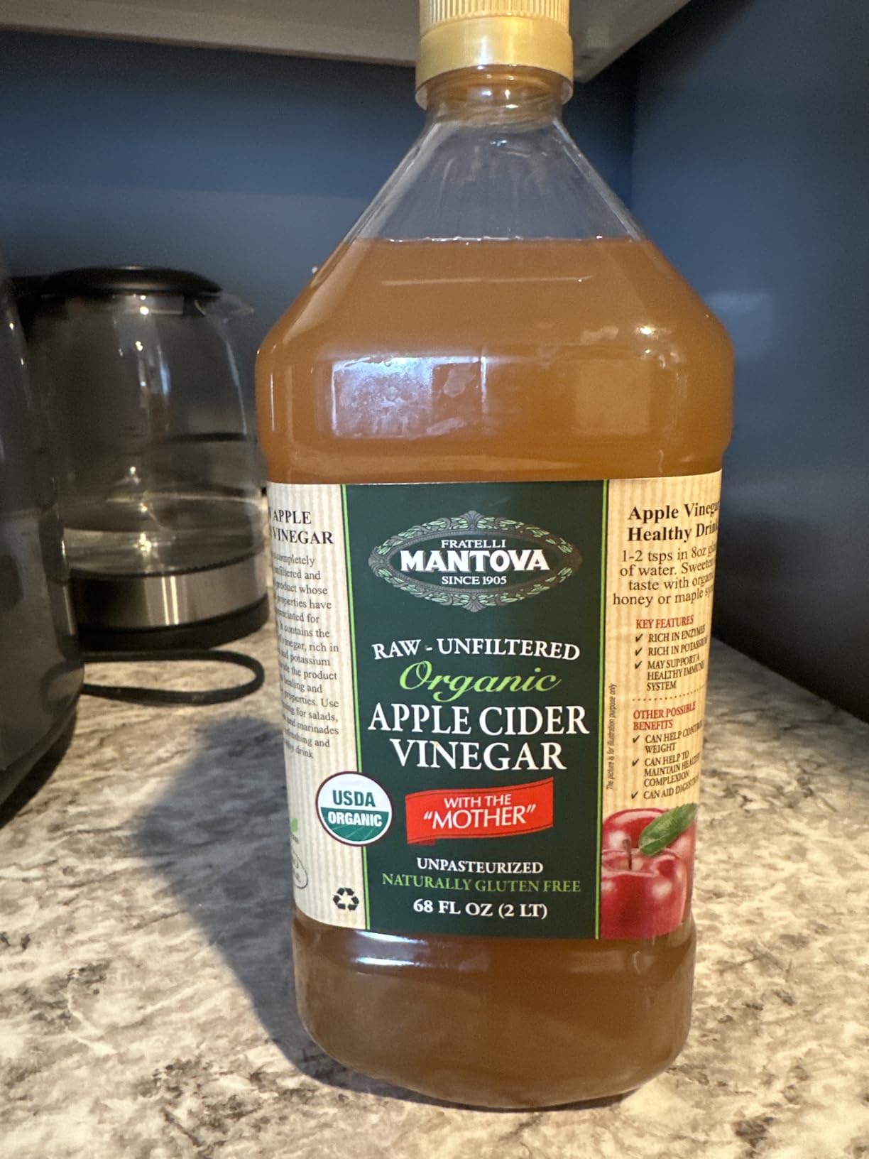 Organic Apple Cider Vinegar With The Mother 68 oz -100% USDA Certified Organic - Raw, Unfiltered customer photo 2