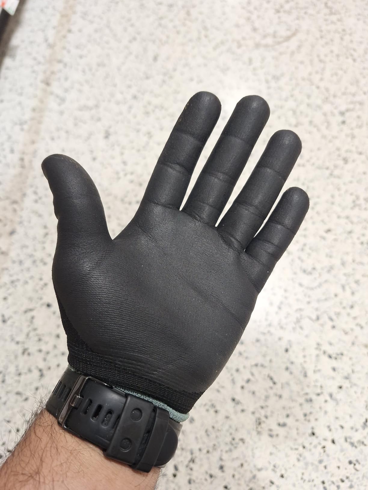 DEX FIT Nitrile Work Gloves FN330, 3 Pairs, 3D-Comfort Stretchy Fit, Firm Grip, Thin & Lightweight, Touch-Screen Compatible, Durable, Breathable & Cool, Machine Washable; Black Grey L (9) customer photo 2