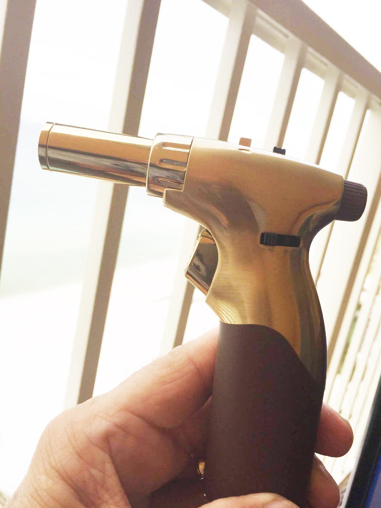 Dual Flame Butane Torch Gun - Refillable Luxury Hand Held Mini Blow Torch for Cooking, Creme Brulee, Soldering, Welding, & Resin Art - Adjustable Flame with Ignition Lock customer photo 2