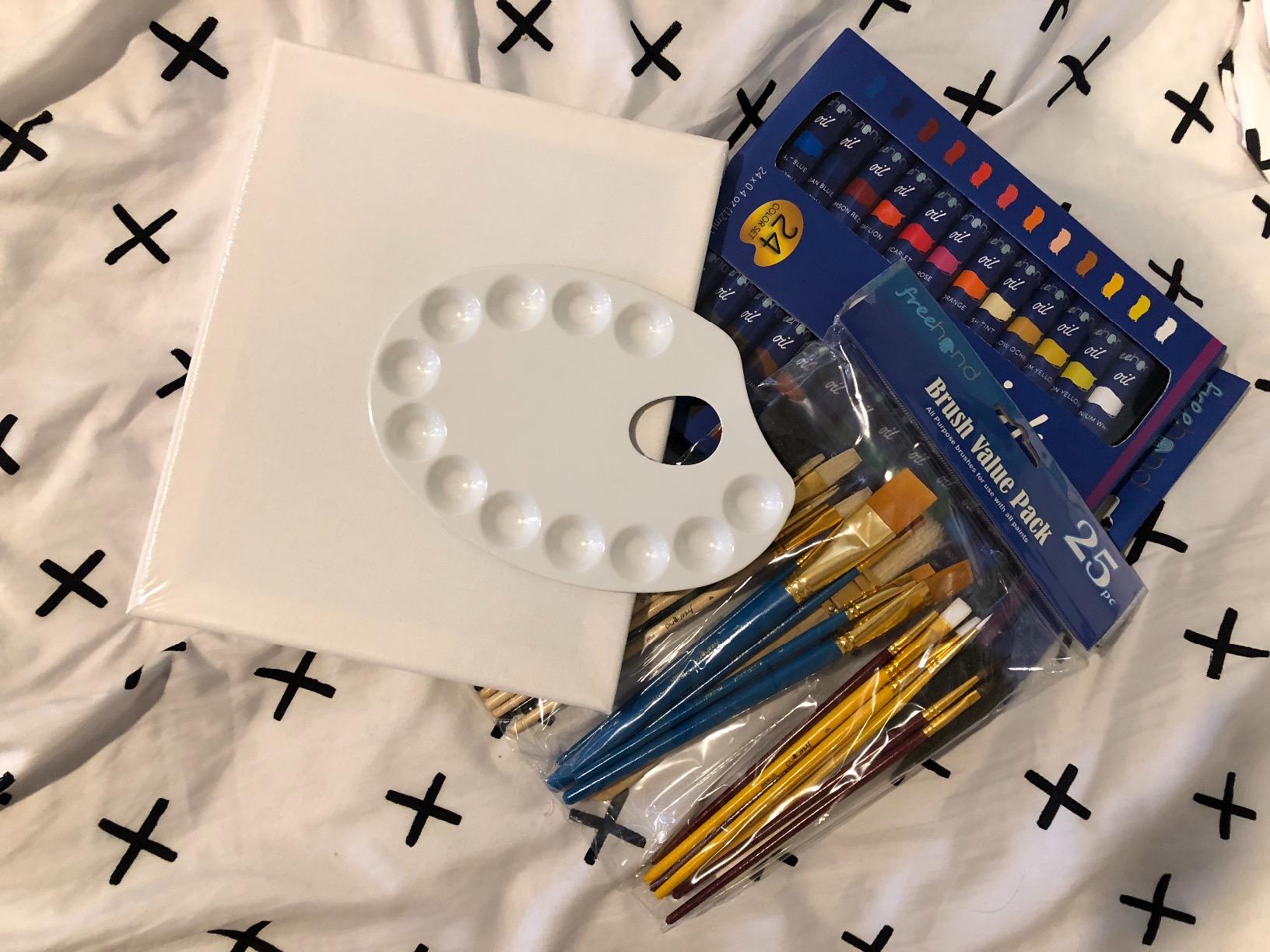 XXL Oil Paint Set - 24 Paints, 25 Brushes, 1 Canvas, and Art Palette - Oil Painting Supplies for Kids and Adults, Paint Supplies customer photo 2