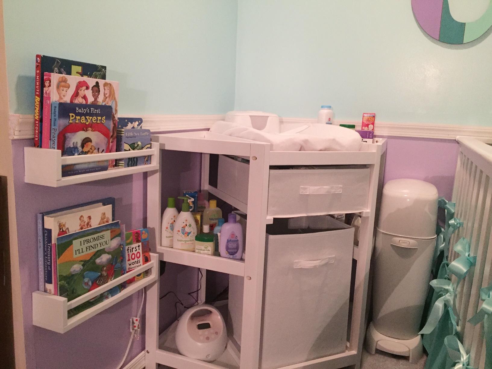 Badger Basket Corner Baby Changing Table - Space-Saving Diaper Changing Station for Nursery with Storage Bin, Changing Pad and Safety Belt customer photo 1