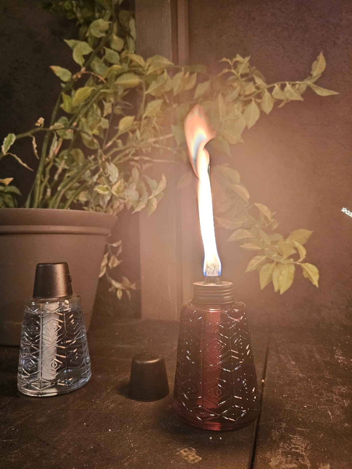 TIKI Molded Glass Decorative Tabletop Torches (Set of 3) - Red, White & Blue Outdoor Lighting for Lawn, Patio & Garden | Weather-Resistant | Includes Long-Lasting Wick & Snuffer customer photo 1