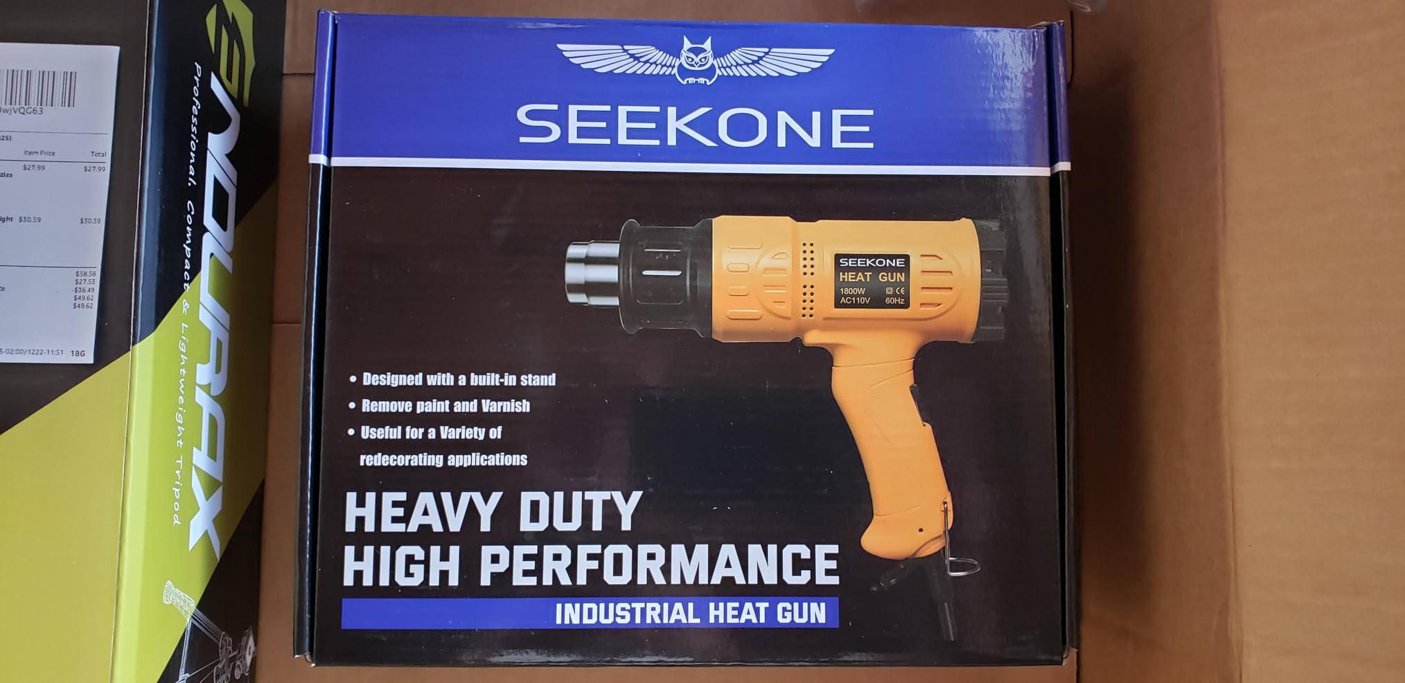 SEEKONE Heat Gun 1800W 122℉-1202℉ Fast Heating Heavy Duty Hot Air Gun Kit Variable Temperature Control Overheat Protection with 4 Nozzles for Crafts, Shrinking PVC, Stripping Paint customer photo 1