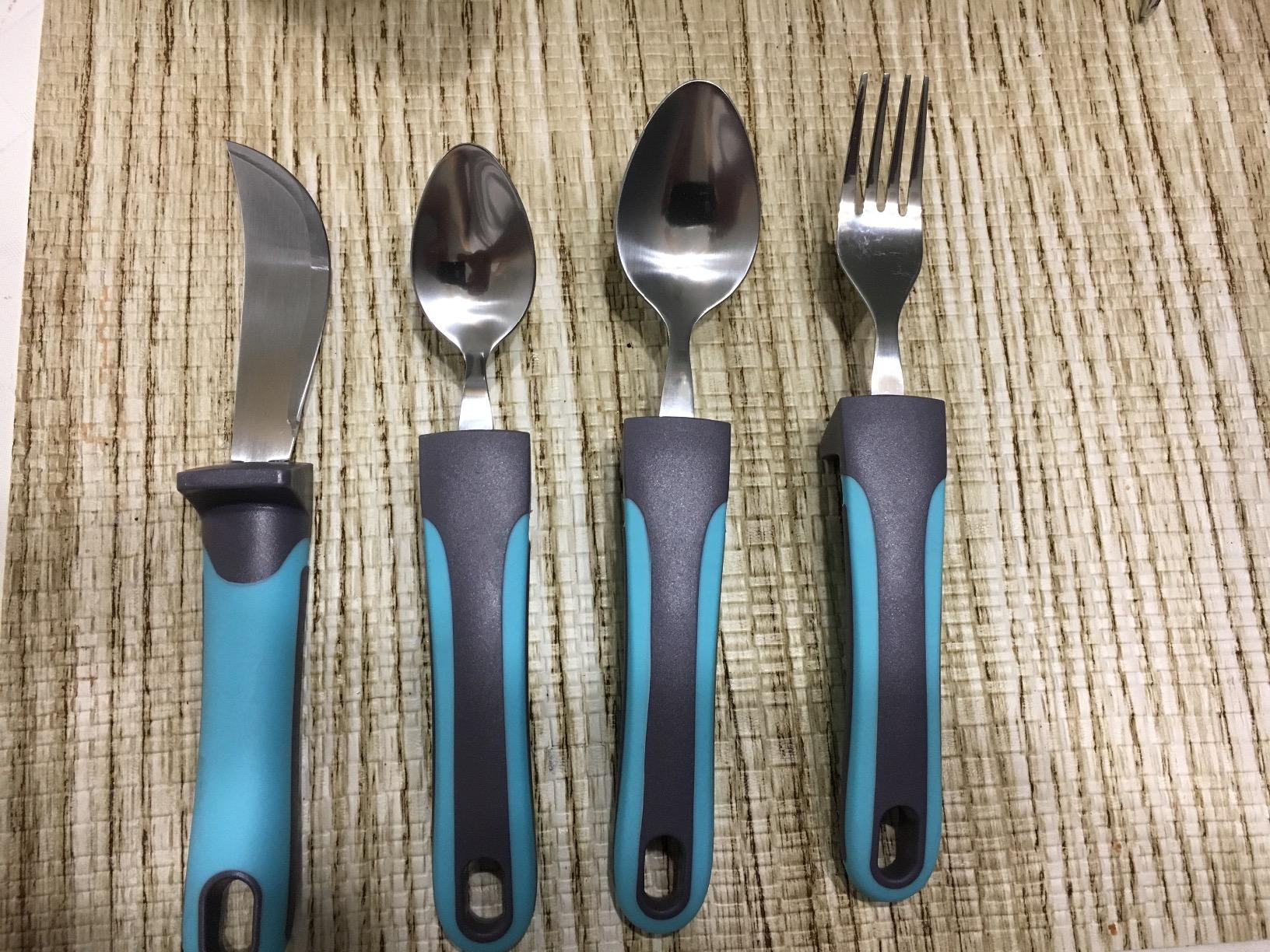 BUNMO Adaptive Utensils for Elderly, Arthritis, Weak Hand Grip, Tremors - 4 Piece Set with Travel Pouch customer photo 2