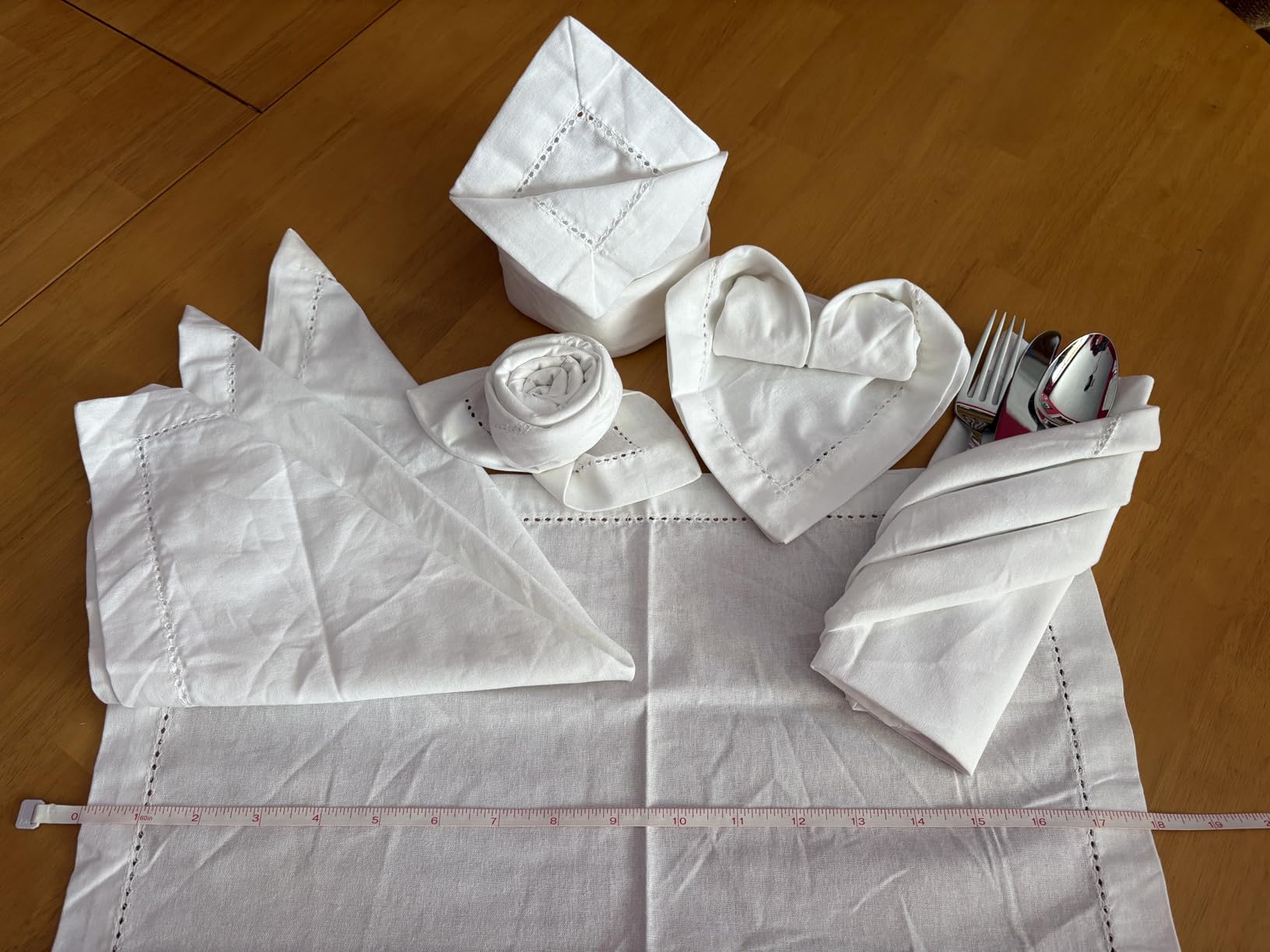 Lightnpro Decorative Cloth Dinner Napkins with Hemstitched, Wedding, Cocktail & Party Napkins, Mitered Corners, Machine Washable, 12 Elegant Table Napkins for Special Occasions - 18x18 Inch White customer photo 2