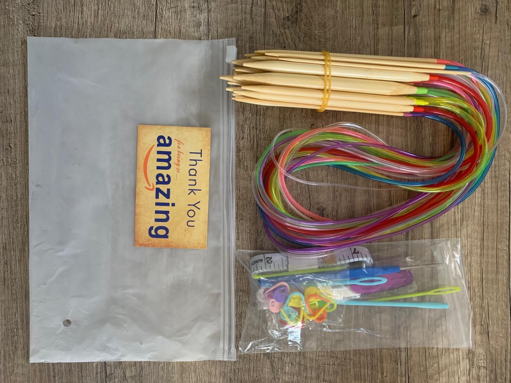 18 Pairs Bamboo Knitting Needles Set, Vancens Circular Wooden Knitting Needles with Colorful Plastic Tube, 18 Sizes: 2mm - 10mm, 31.5