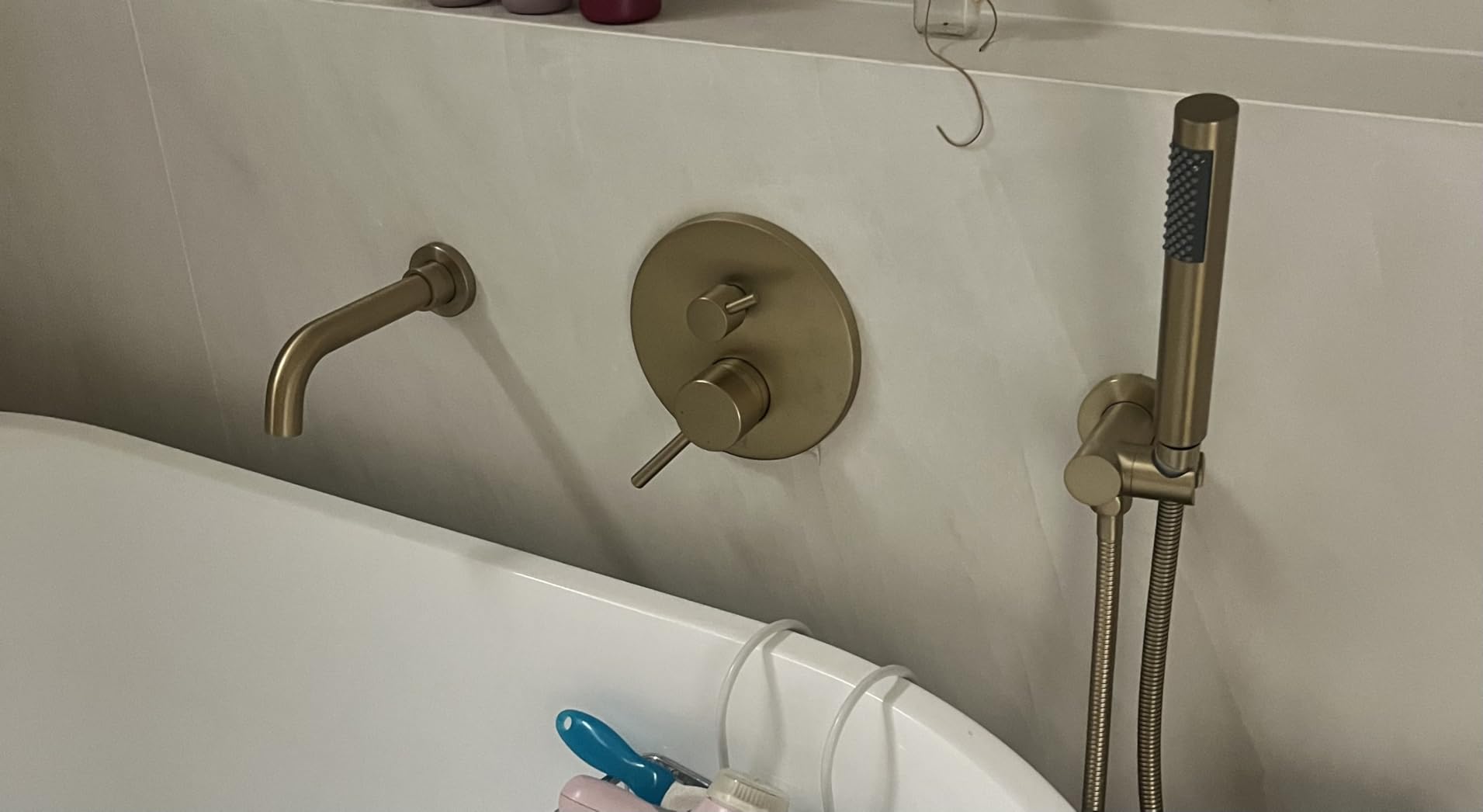 Sumerain Wall Mount Bathroom Faucets Brushed Nickel, Single Handle Wall Mount Faucet with Brass Rough-in Valve customer photo 2