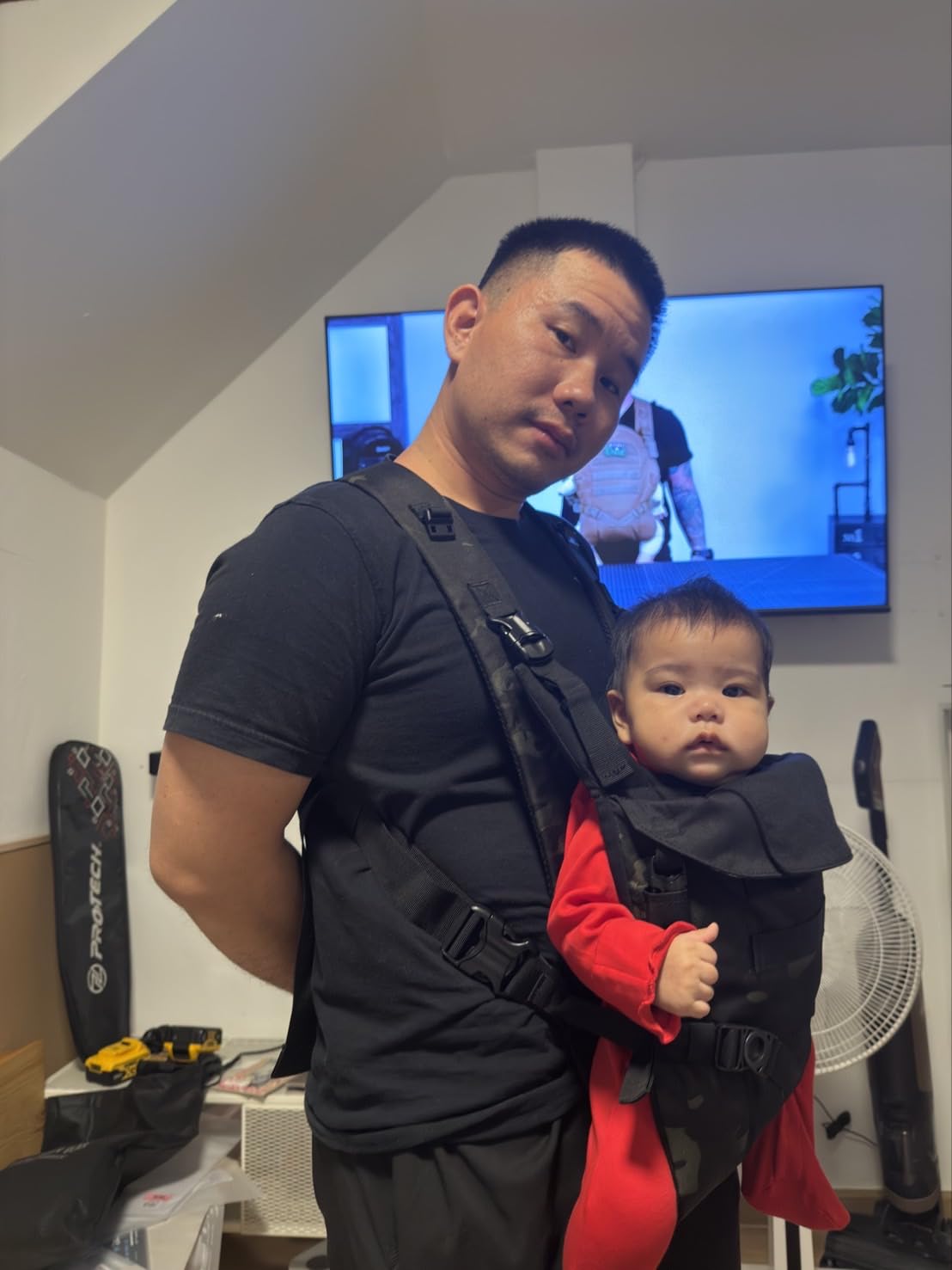 Tactical Baby Gear Tactical Baby Carrier for Dads - Ergonomic, Hip Healthy & Comfortable for Infants and Toddlers (8-33 lbs), Black Camo customer photo 2