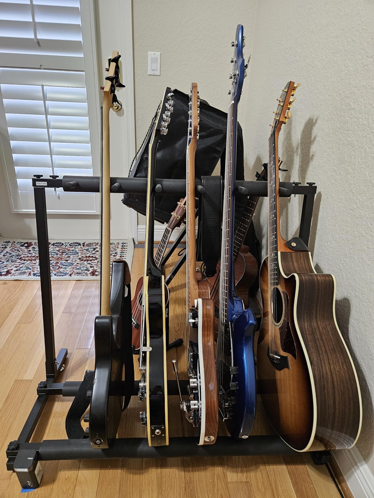 Kuyal Iron Guitar Stand Multi-Guitar Display Rack Bass Folding Stand Band Stage Bass Acoustic Guitar, Black (3 Holder) customer photo 1