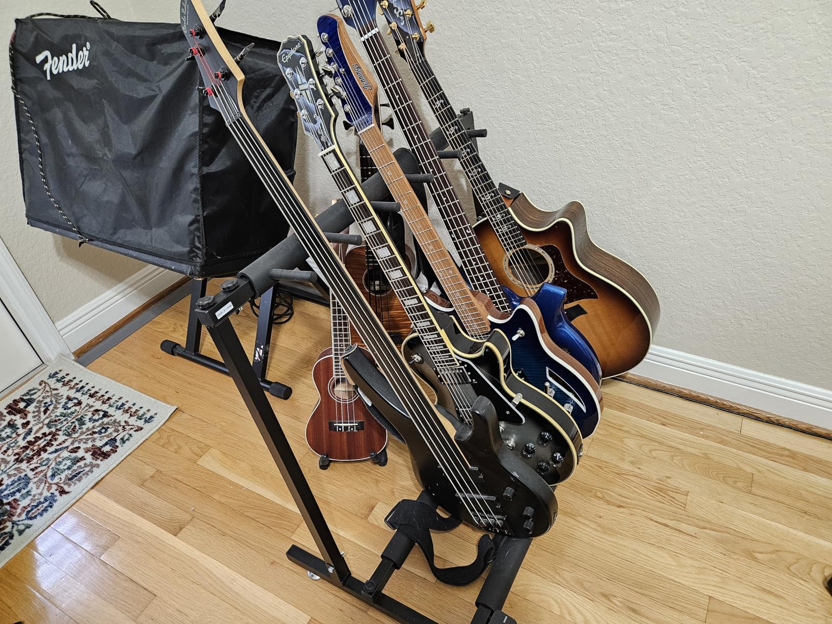 Kuyal Iron Guitar Stand Multi-Guitar Display Rack Bass Folding Stand Band Stage Bass Acoustic Guitar, Black (3 Holder) customer photo 2