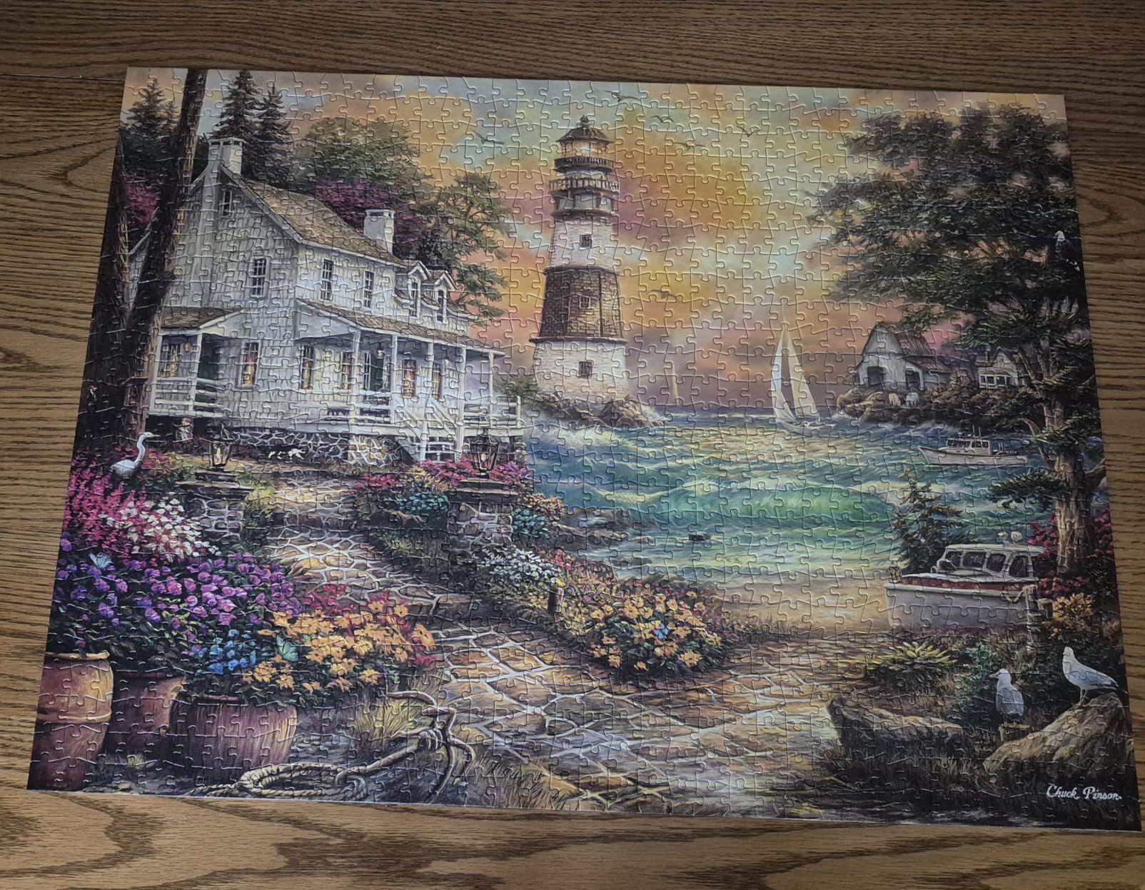 Buffalo Games - Chuck Pinson - Cottage by the Sea - 1000 Piece Puzzle for Adults, Serene Lighthouse Jigsaw with Poster, Premium Scenic Puzzle for Game Nights customer photo 1