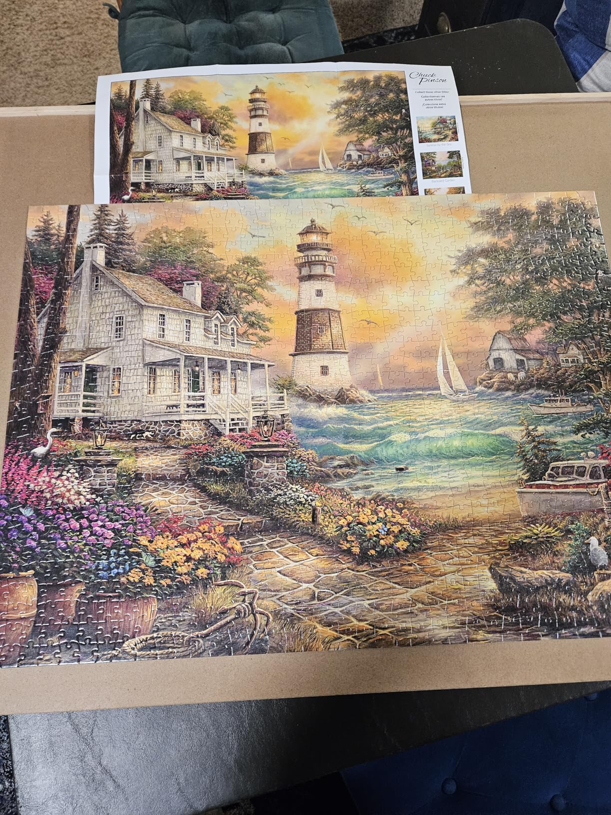 Buffalo Games - Chuck Pinson - Cottage by the Sea - 1000 Piece Puzzle for Adults, Serene Lighthouse Jigsaw with Poster, Premium Scenic Puzzle for Game Nights customer photo 2