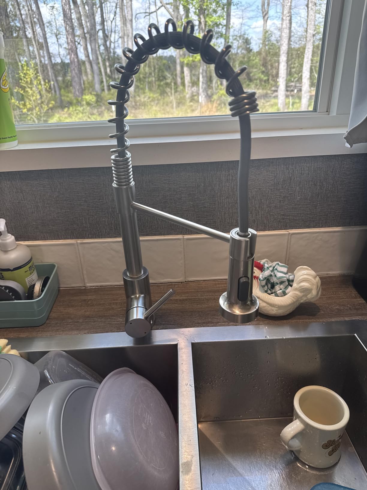 OWOFAN Kitchen Faucet with Pull Down Sprayer Brushed Nickel Stainless Steel 1 Handle Pull Out Spring Sink Faucets customer photo 1