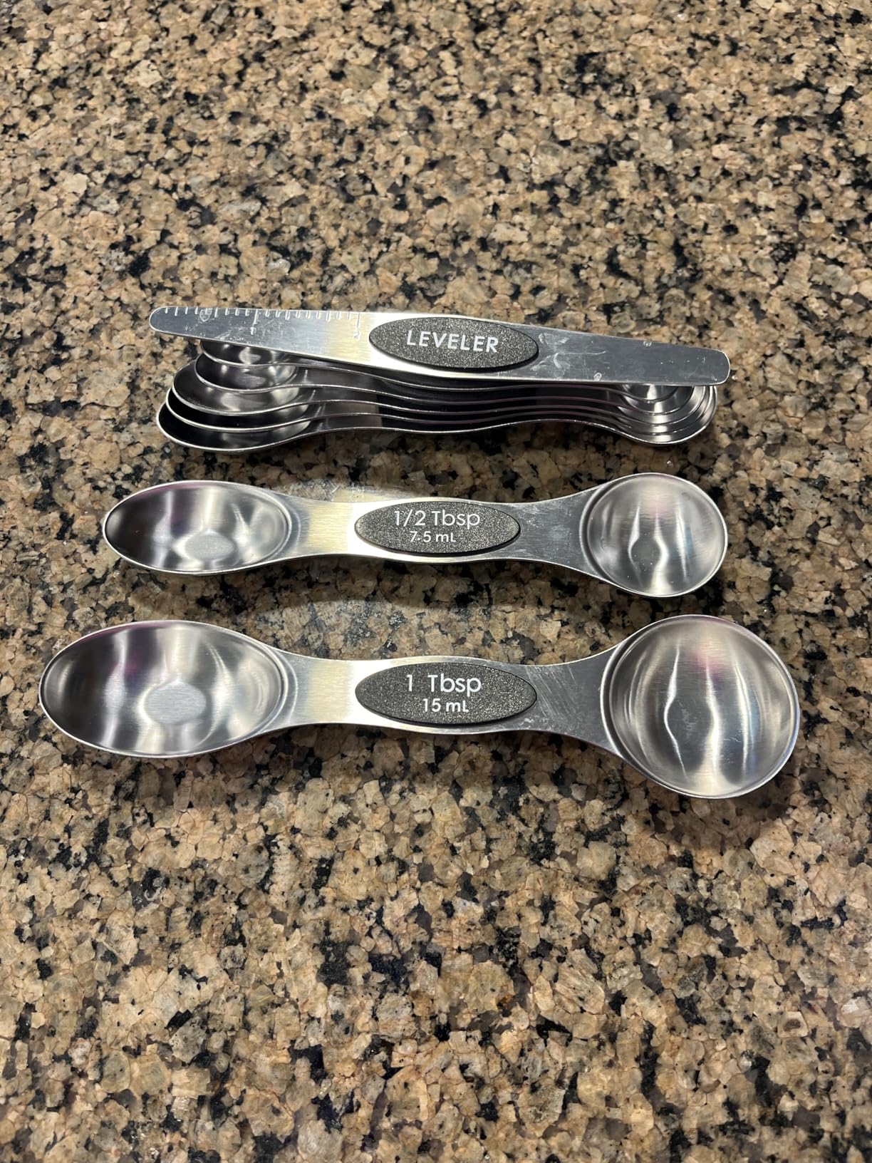 Spring Chef Stainless Steel Magnetic Measuring Spoons Set with Strong N45 Magnets, Heavy Duty Metal Kitchen Gadgets for Baking & Cooking, Fits in Most Kitchen Spice Jars, Set of 8 with Leveler, Black customer photo 1