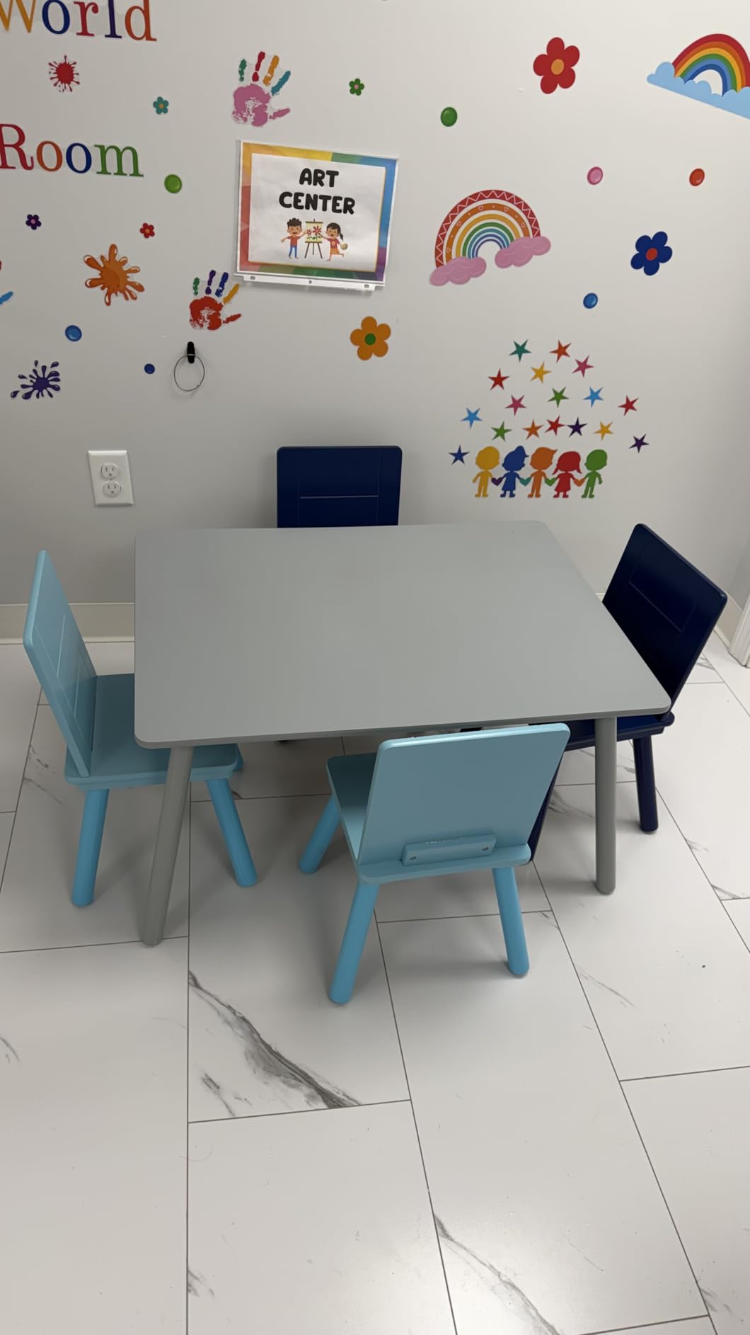 Delta Children Kids Table and Chair Set (4 Chairs Included), Grey/Blue customer photo 2