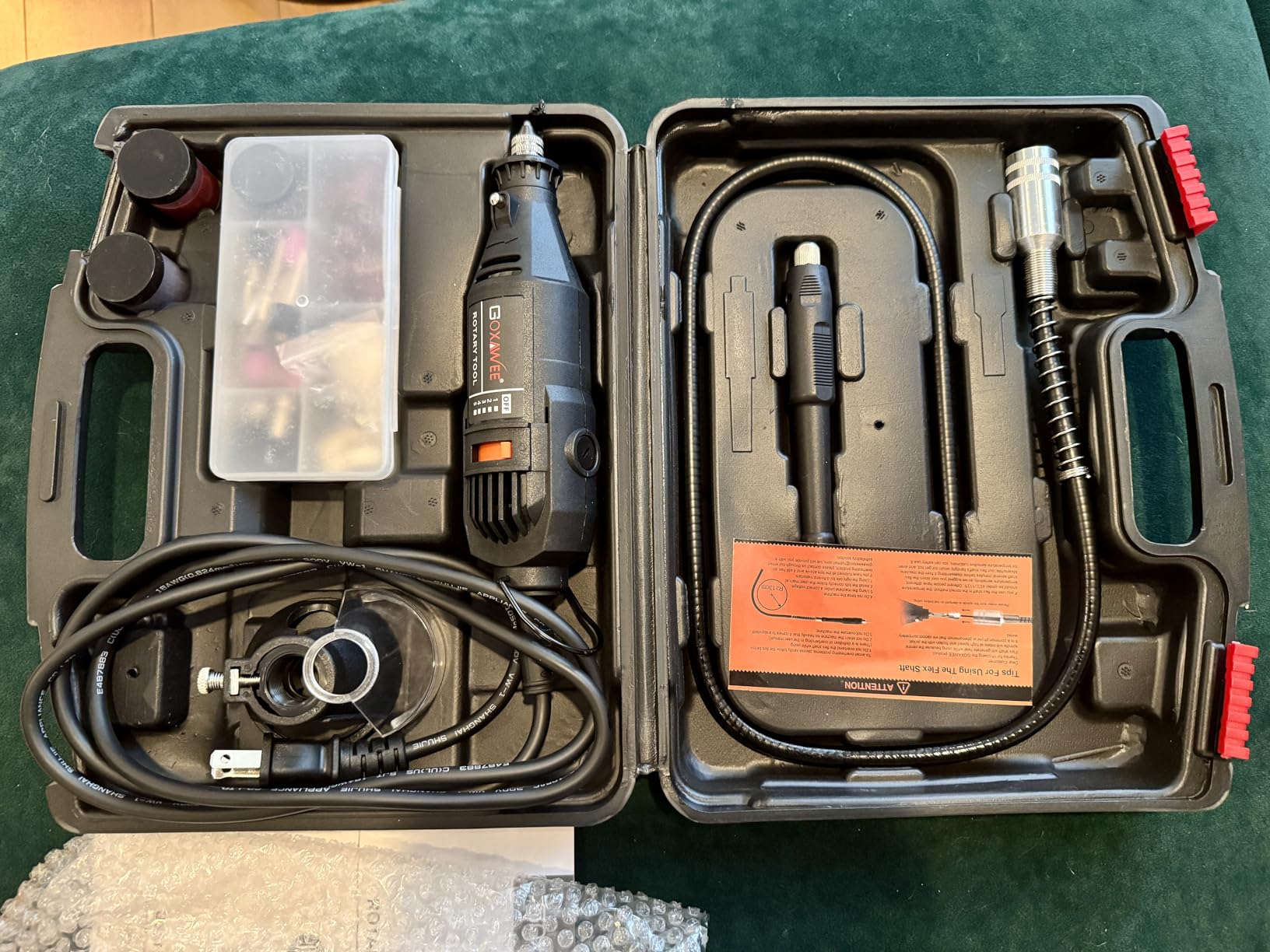 GOXAWEE Rotary Tool Kit with MultiPro Keyless Chuck and Flex Shaft - 140pcs Accessories Variable Speed Electric Drill Set for Handmade Crafting Projects and DIY Creations customer photo 1