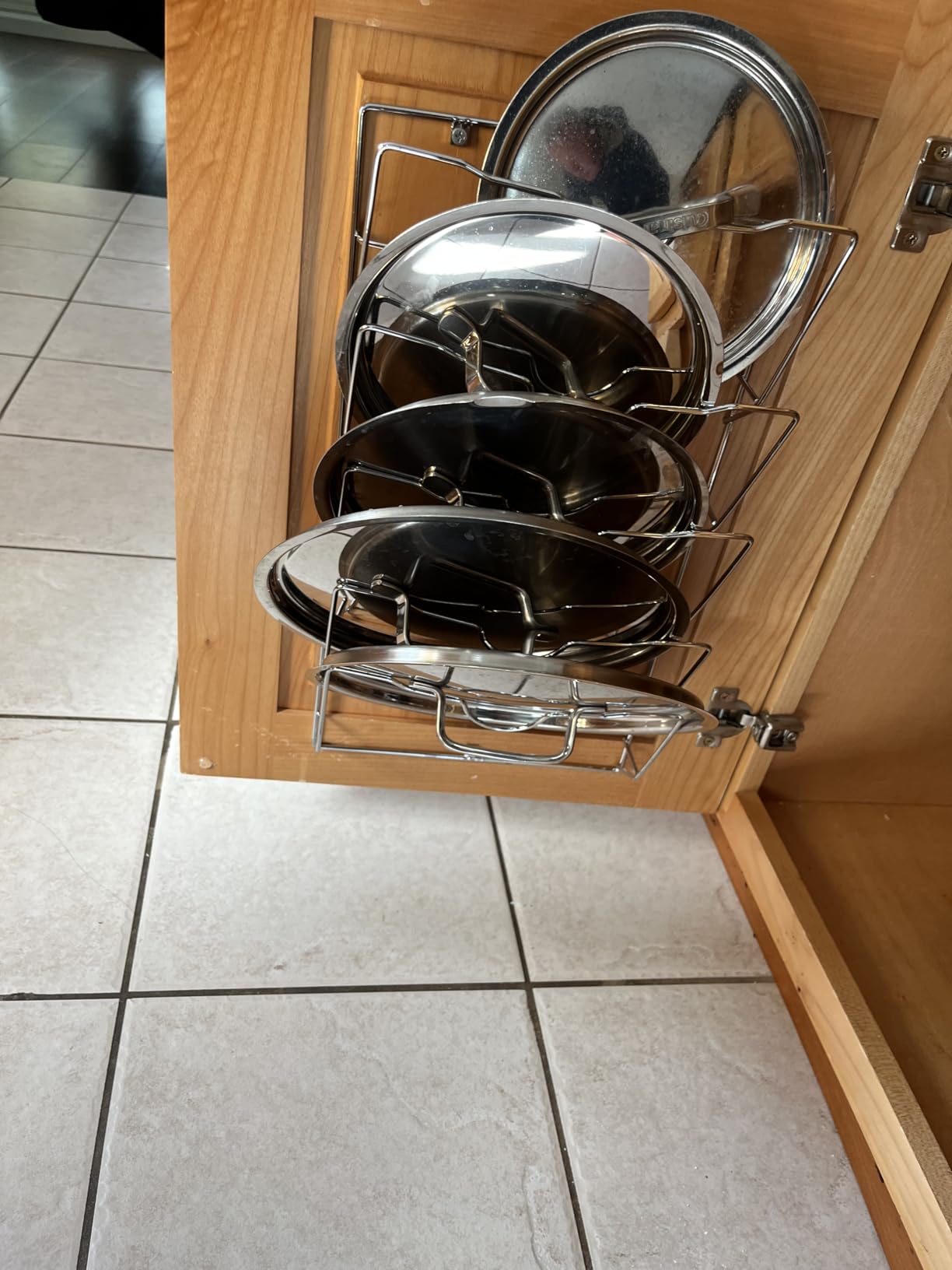 Simple Houseware Wall Door Mounted Pot Lid Rack, Chrome Finish customer photo 2