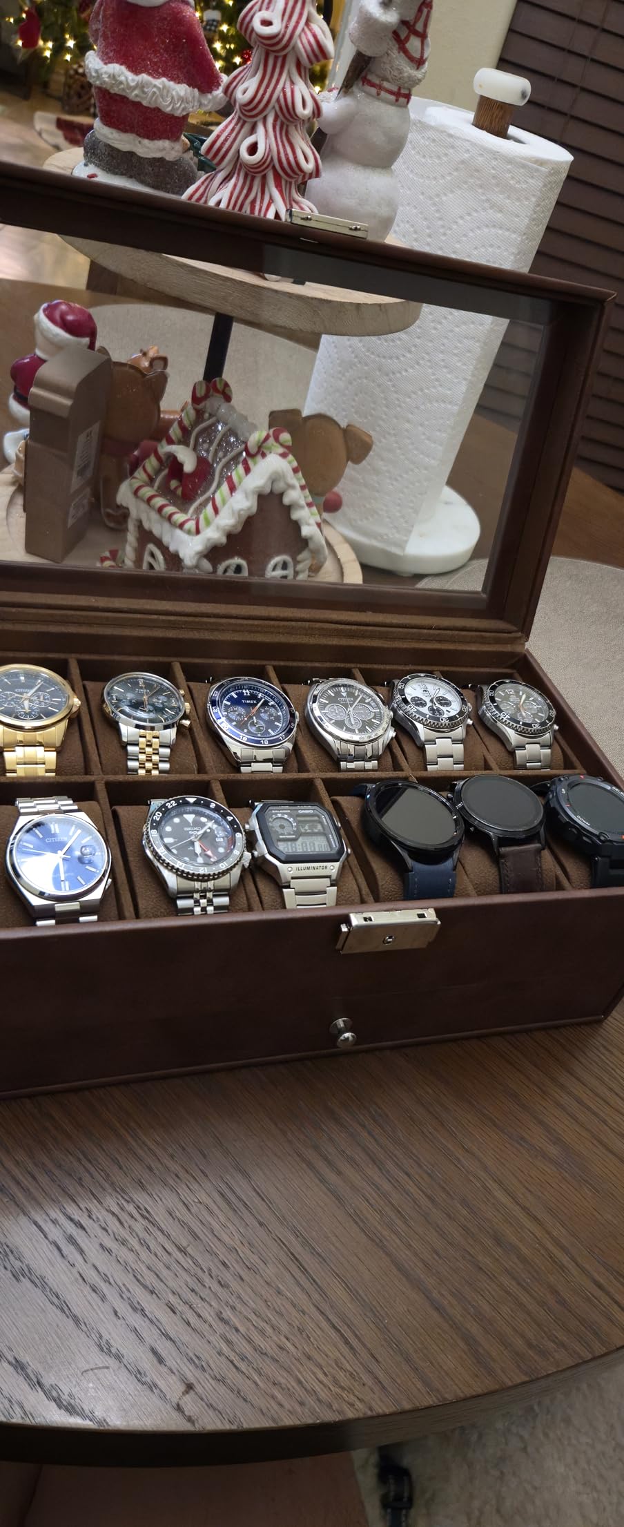 GUKA Watch Box 12 Slot Watch Display Organizer Leather Jewelry Case Drawer Glass Birthday for Men Women, Child Husband Dad customer photo 2
