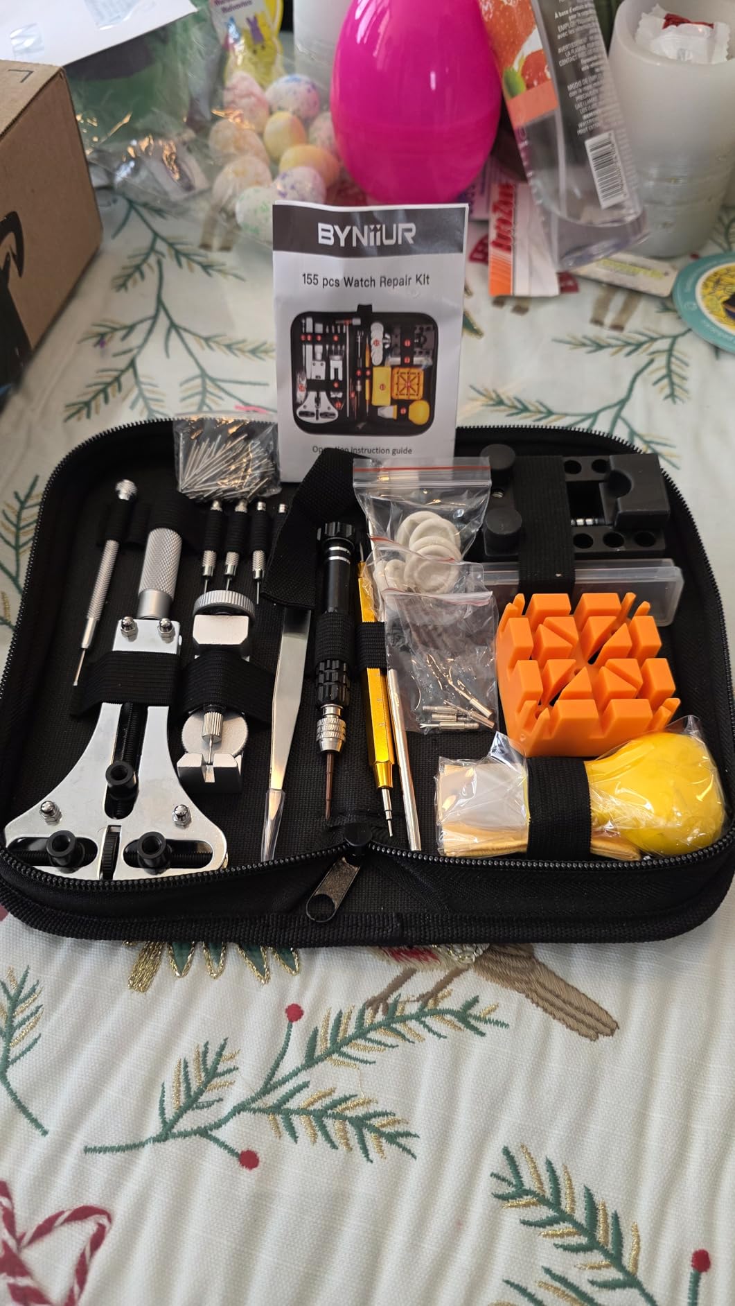 Watch Link Removal Kit, BYNIIUR Watch Repair Kit, Watch Case Opener Spring Bar Tools, Watch Battery Replacement Tool Kit, Watch Band Link Pin Tool Set with Carrying Case and Instruction Manual customer photo 2