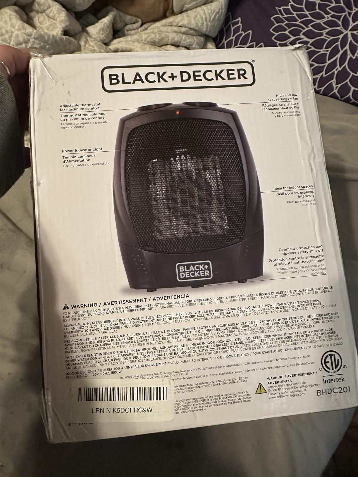 BLACK+DECKER Personal Ceramic Heater, Space Heater for Office Desk, Home Office & Personal Use, 2 Heat & Fan Only Settings, Adjustable Thermostat, BHDC201, Black customer photo 2
