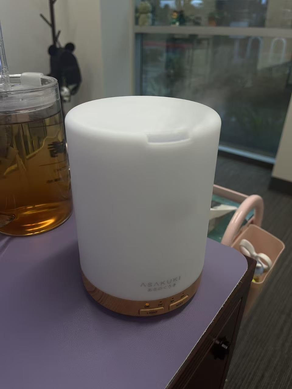 ASAKUKI Essential Oil Diffuser for Home, 300 ml Humidifier with Automatic Shut-Off, Quiet Aromatherapy Diffuser with 7 LED Lights for Living Room, Kitchen, Bedroom, Hotel - Light Brown customer photo 2