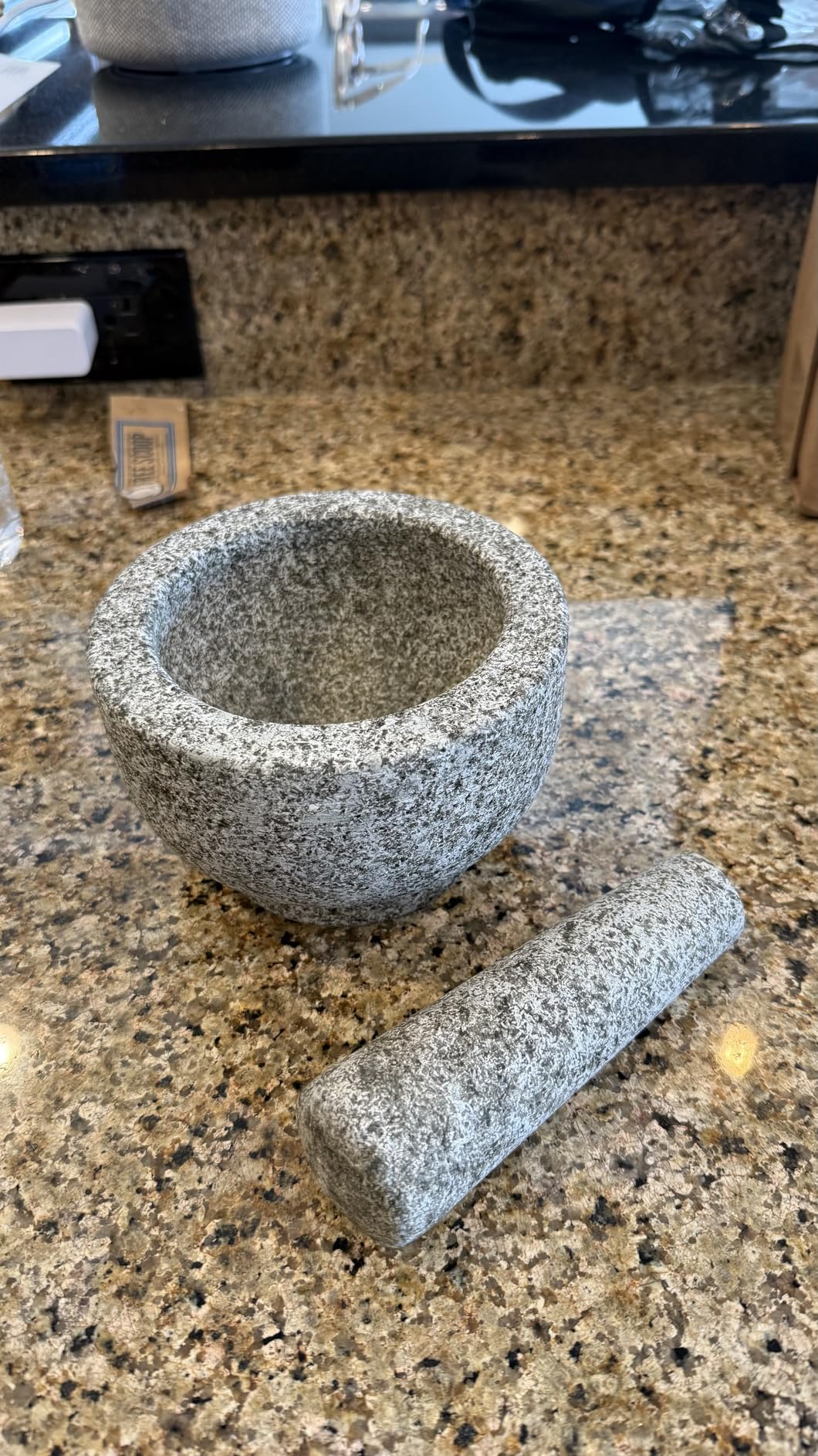 GORILLA GRIP Heavy Duty XL Mortar and Pestle Set with Slip Resistant Base, 4 Cup, 100% Granite Stone Molcajete Guacamole Bowl customer photo 2